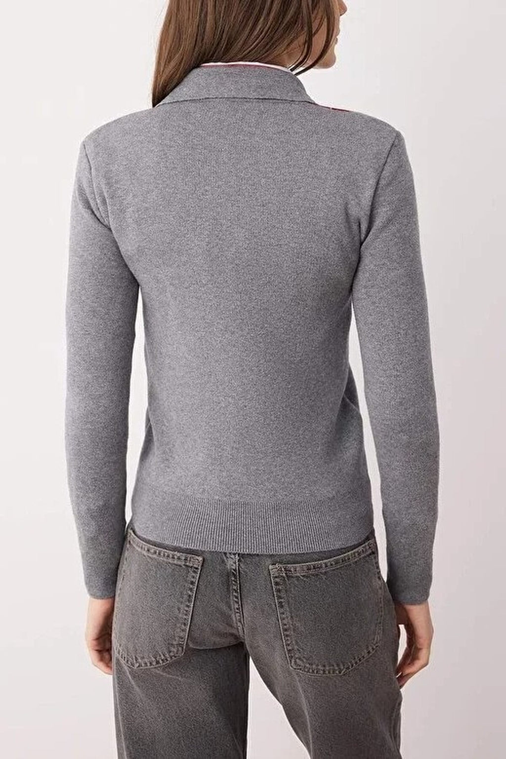 Mercerized Look Premium Yarn Polo Collar Knit Cardigan