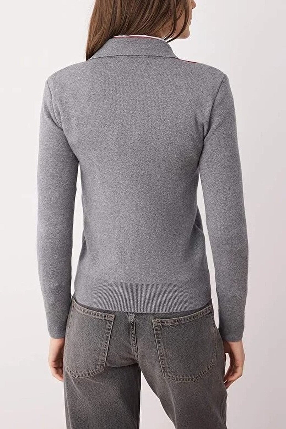 Mercerized Look Premium Yarn Polo Collar Knit Cardigan