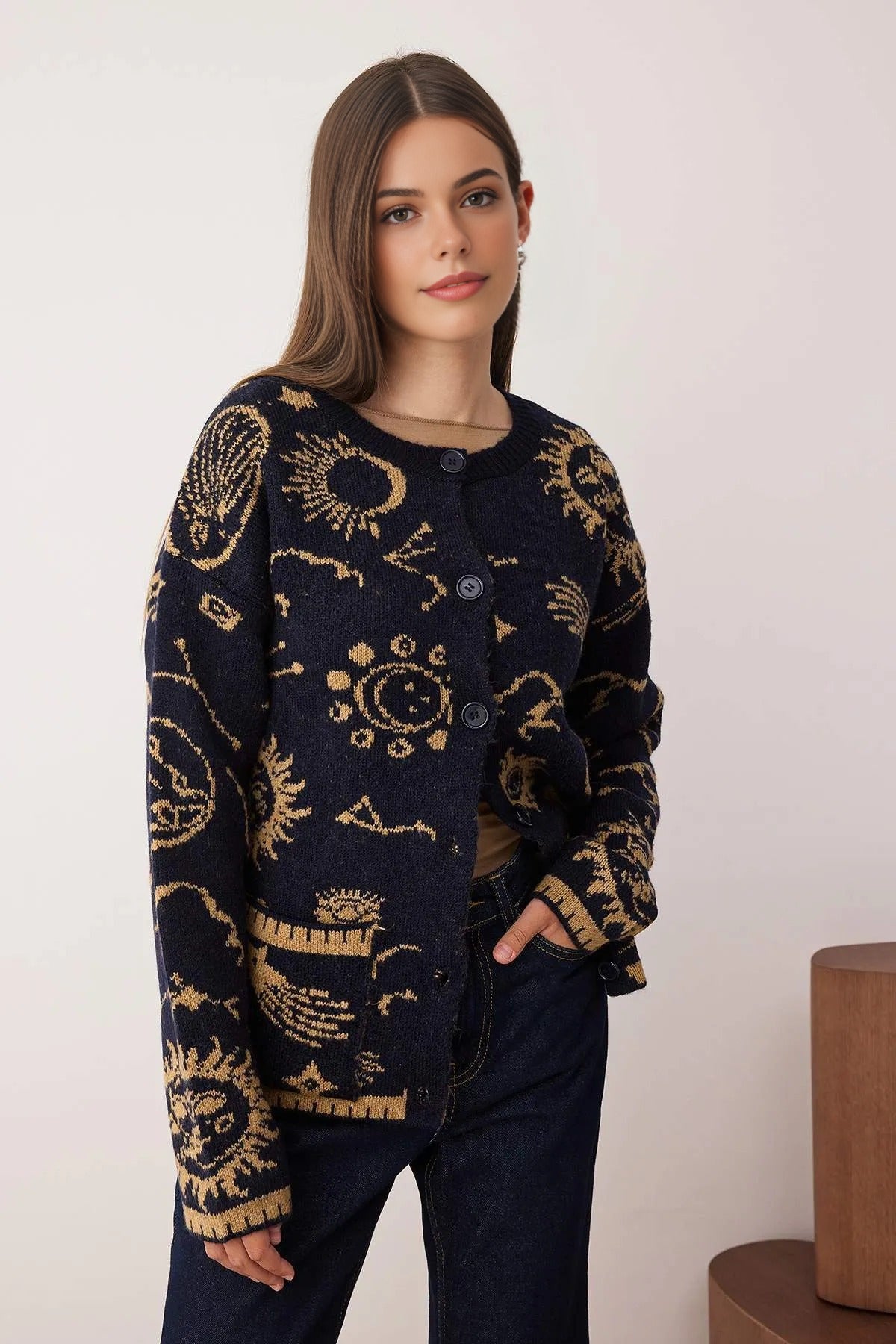 Soft Textured Oversize Knitwear Cardigan