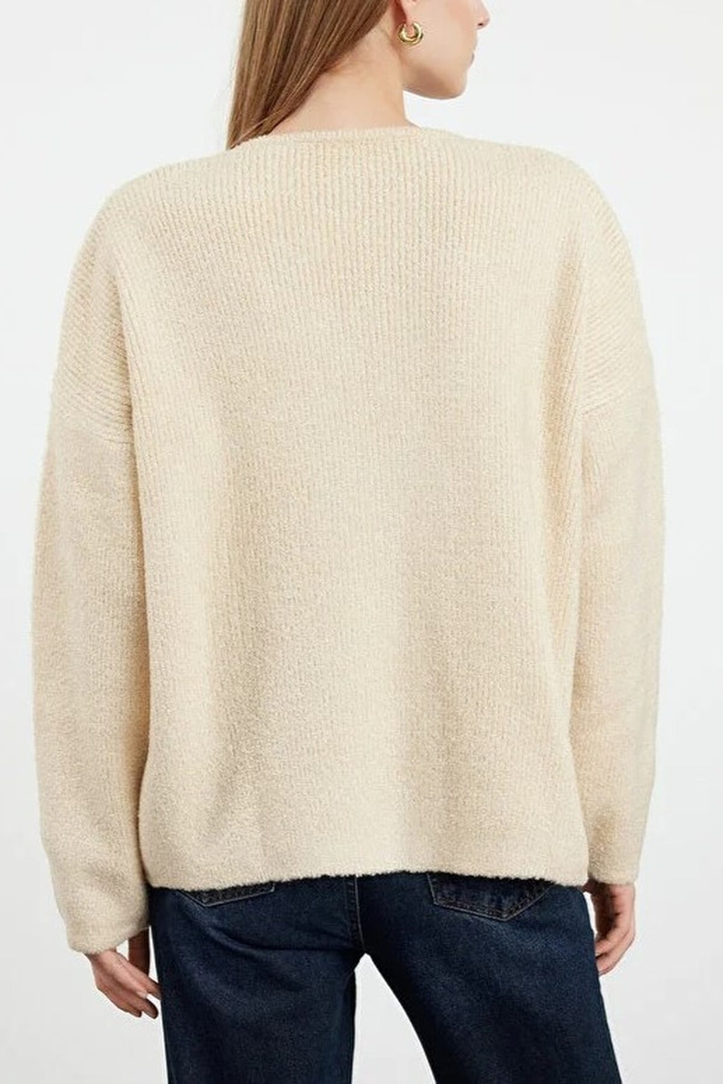 Soft Textured Double-Breasted Knit Cardigan