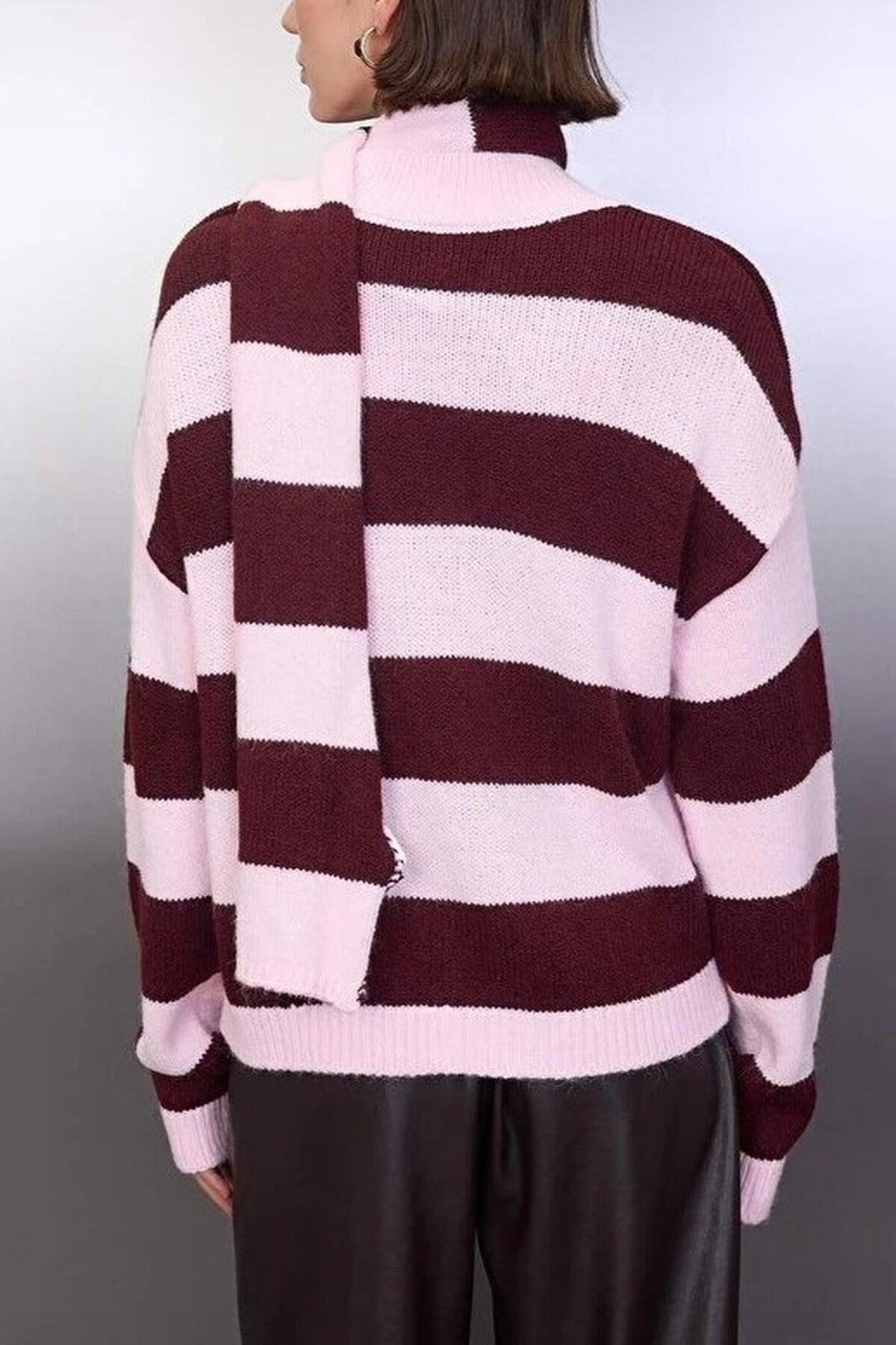 Soft-Textured Oversize V-Neck Knit Cardigan with Shawl Detail