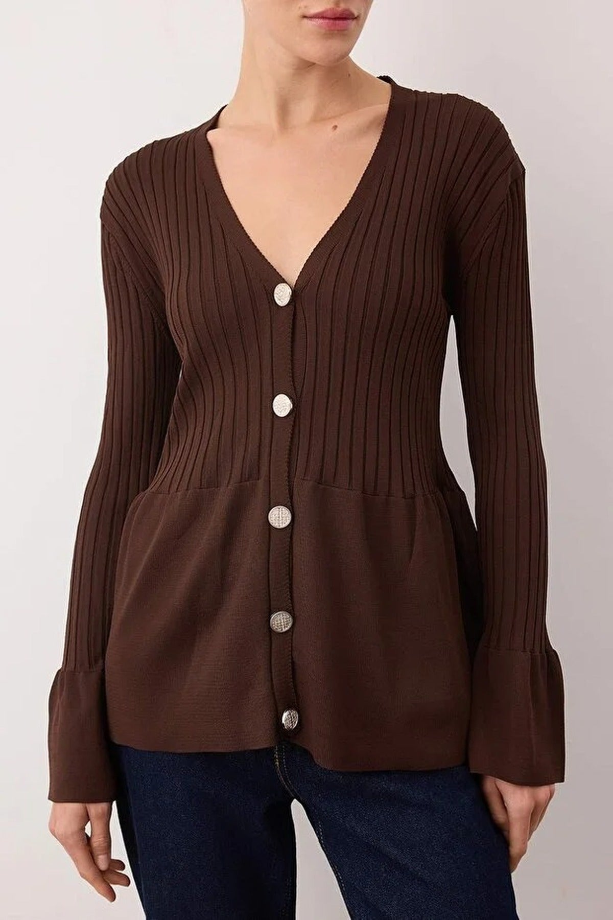 Peplum Detailed Knit Cardigan