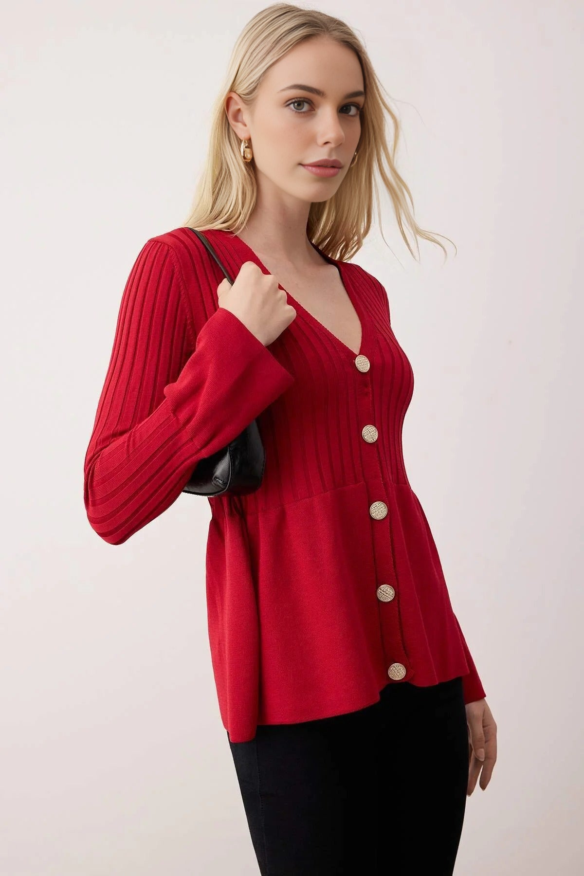Peplum Detailed Knit Cardigan