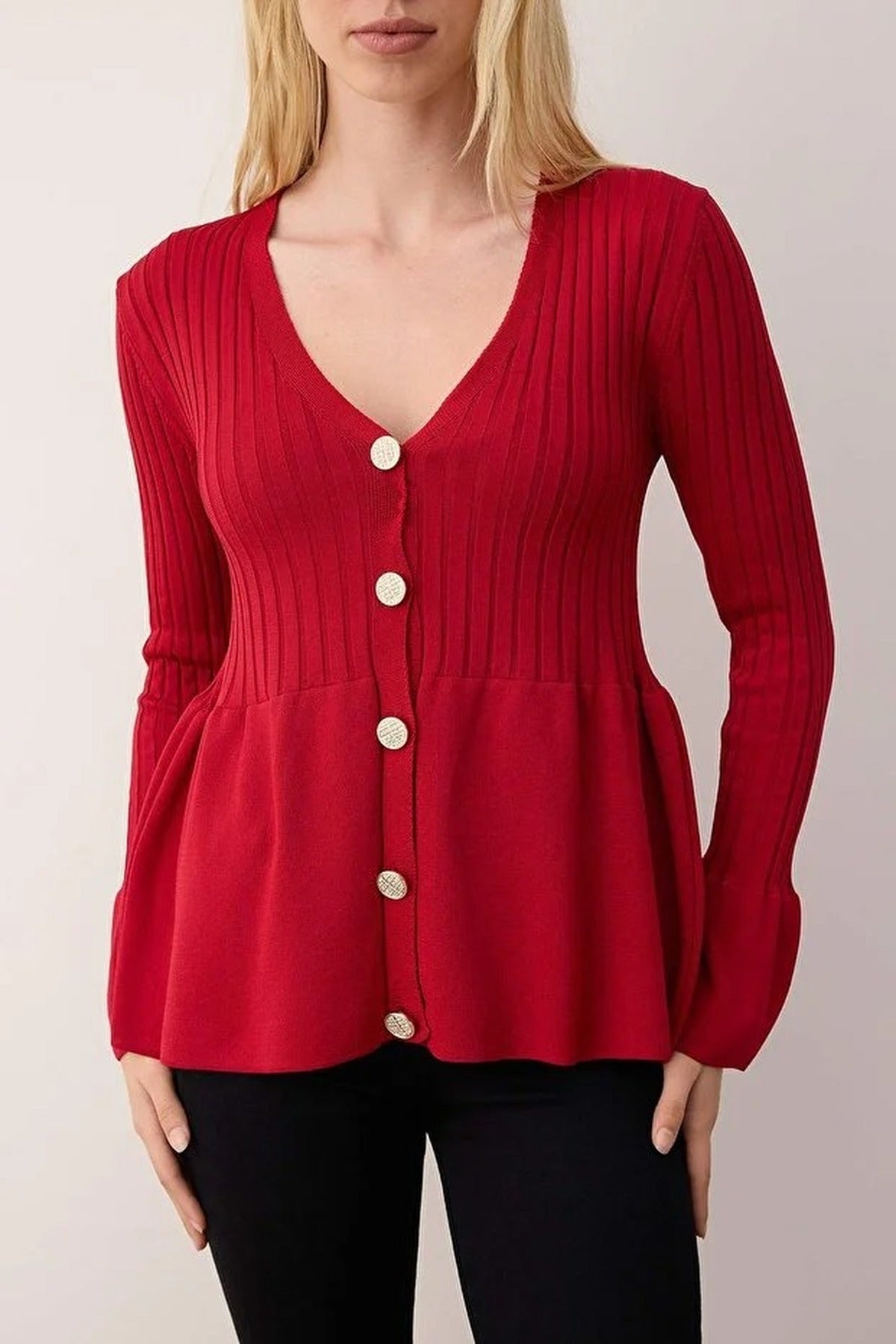 Peplum Detailed Knit Cardigan