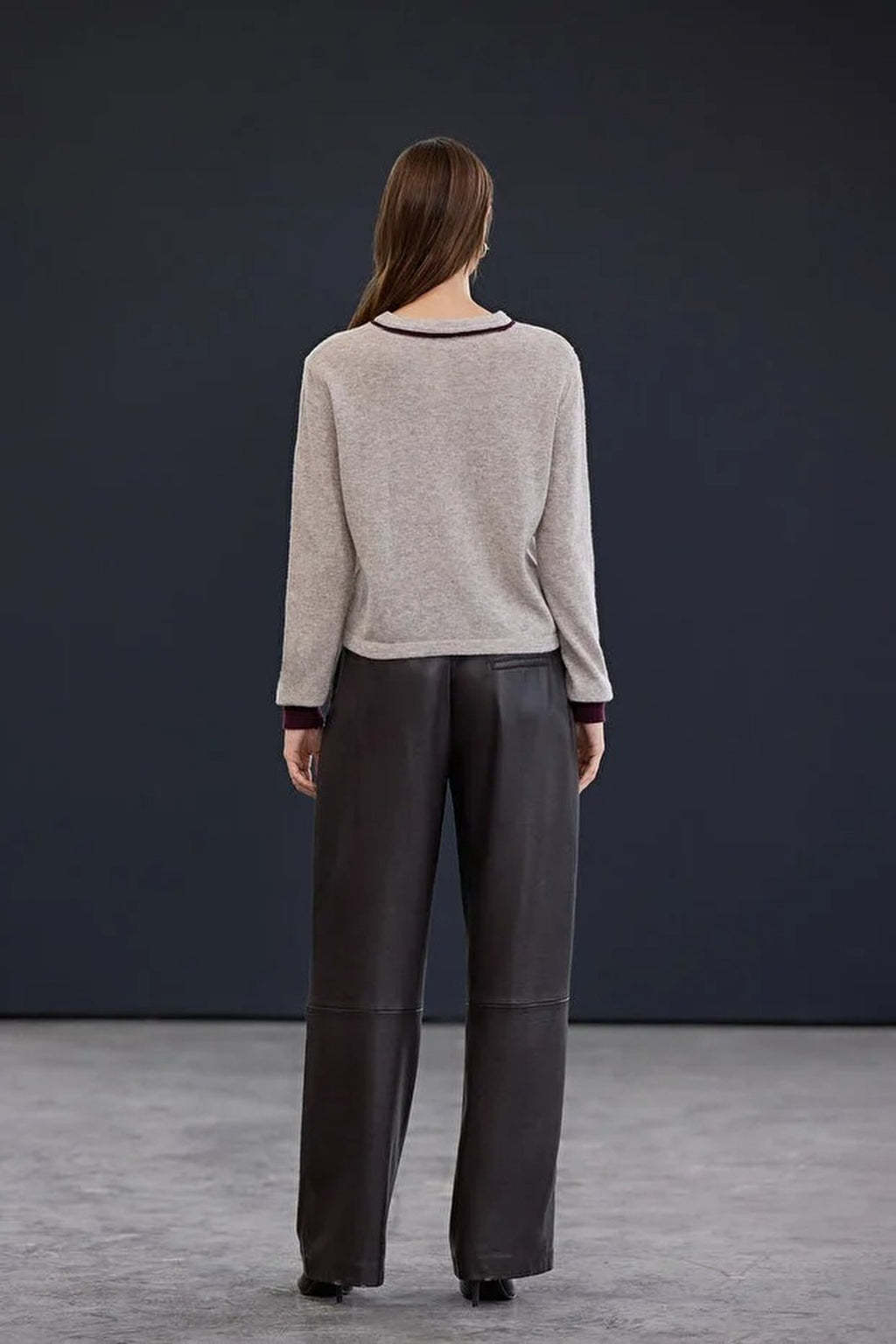 Woolen Knit Cardigan with Piping Detail