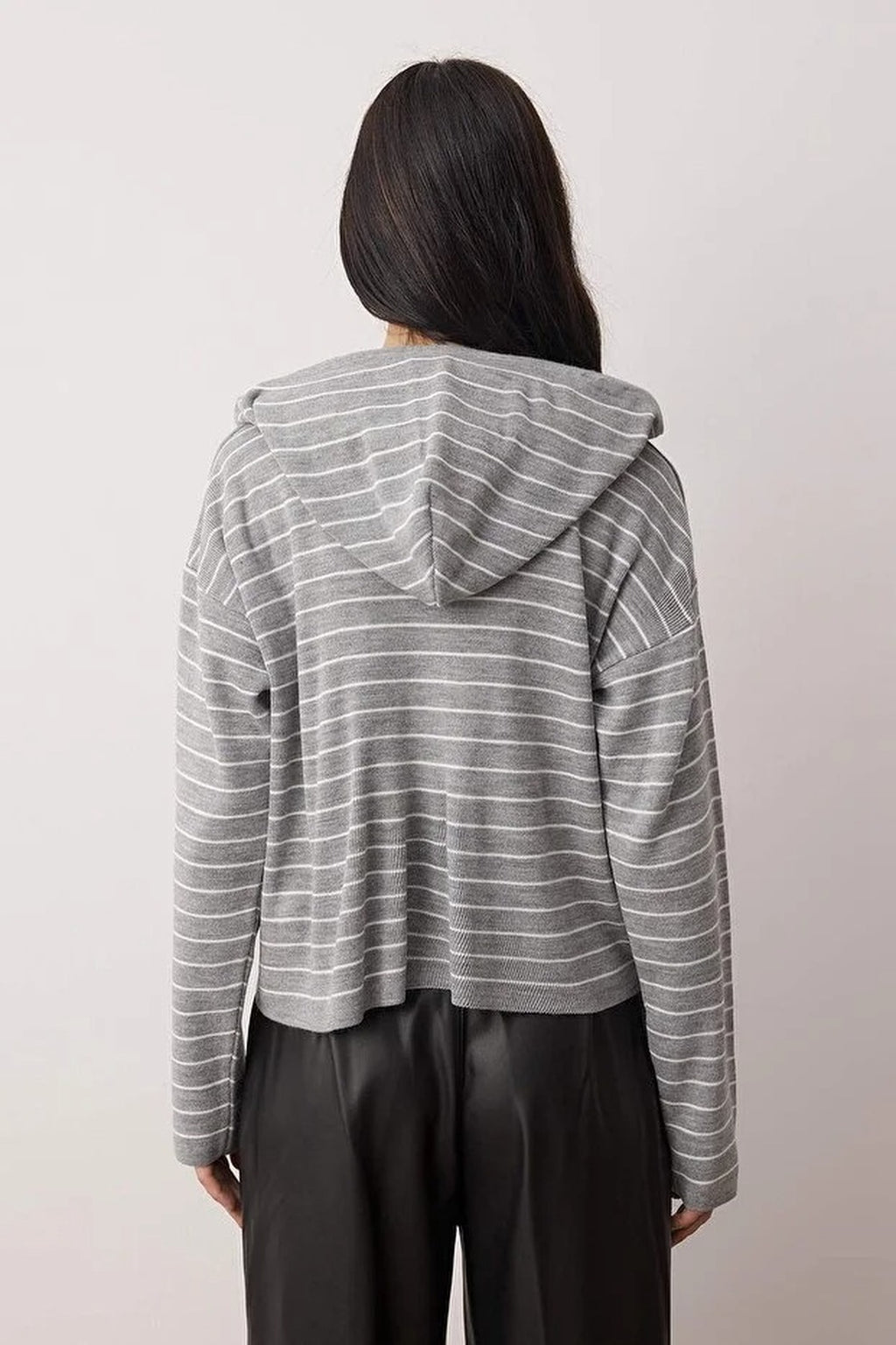 Striped Hooded Knit Cardigan