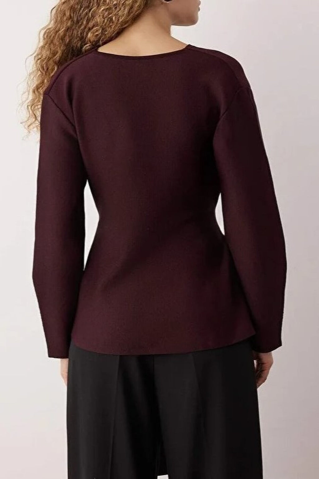 Double-Breasted Knit Cardigan with Tie Detail