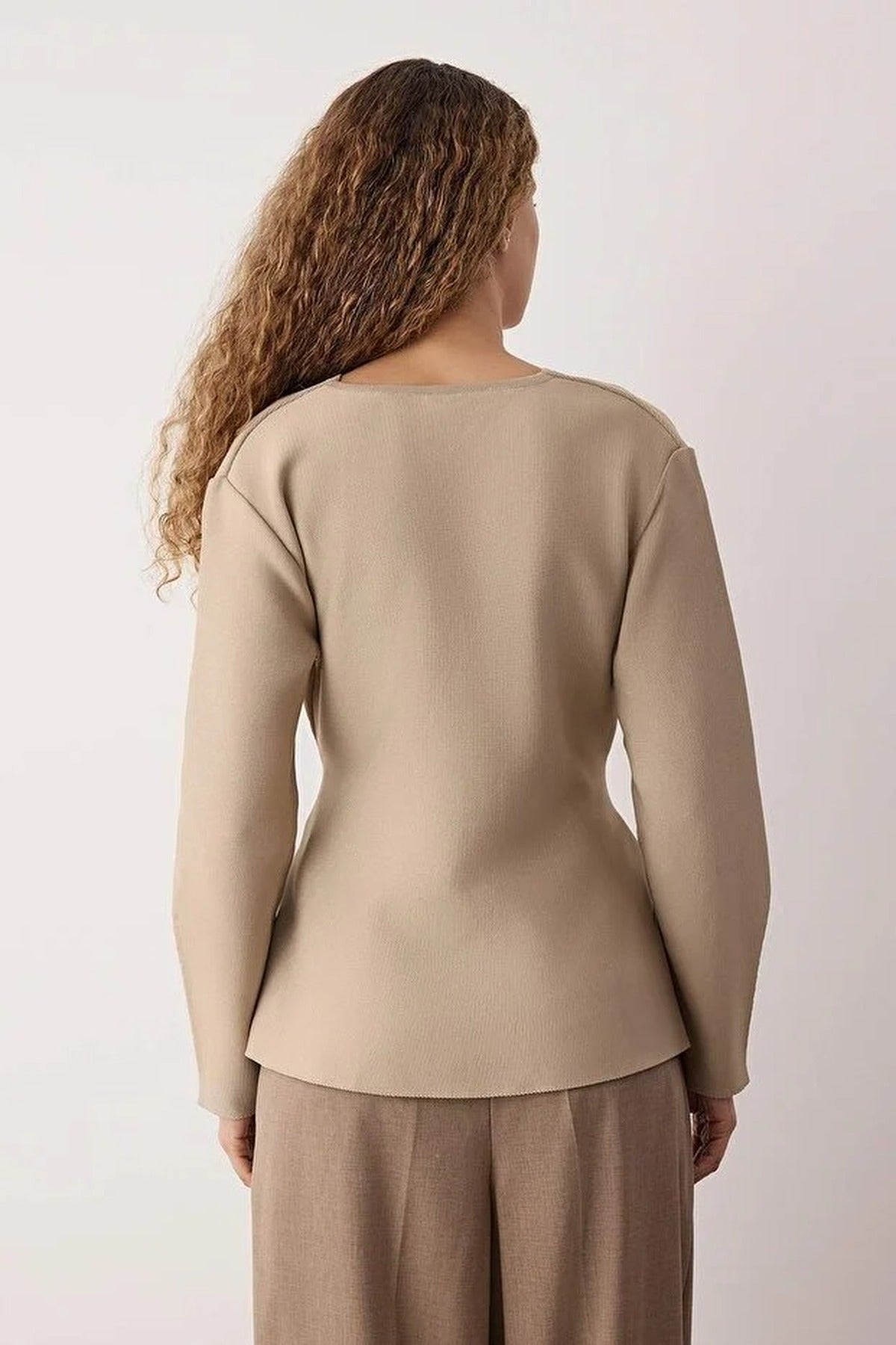 Double-Breasted Knit Cardigan with Tie Detail