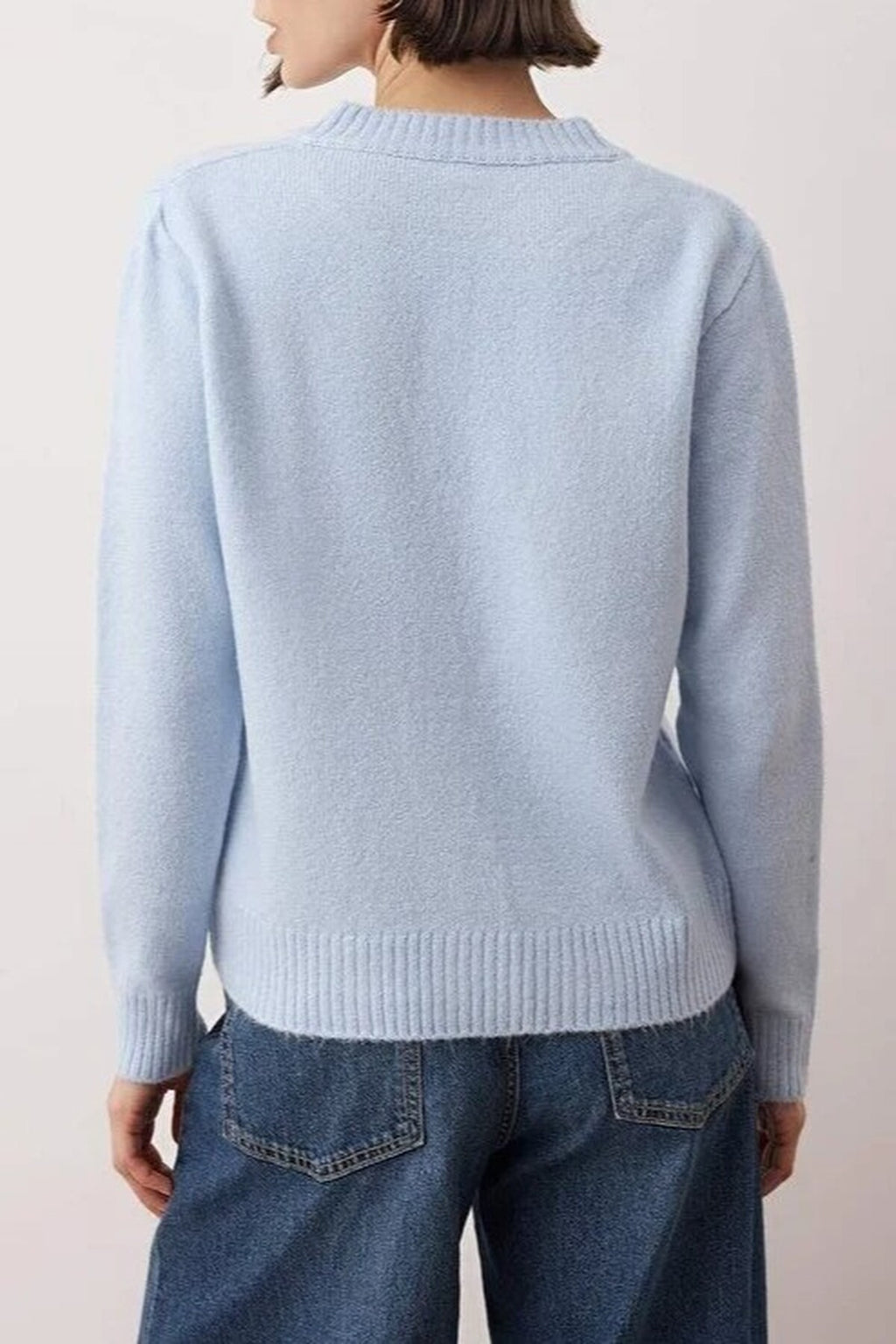 Crew Neck Soft Textured Dog Embroidered Knitwear Cardigan