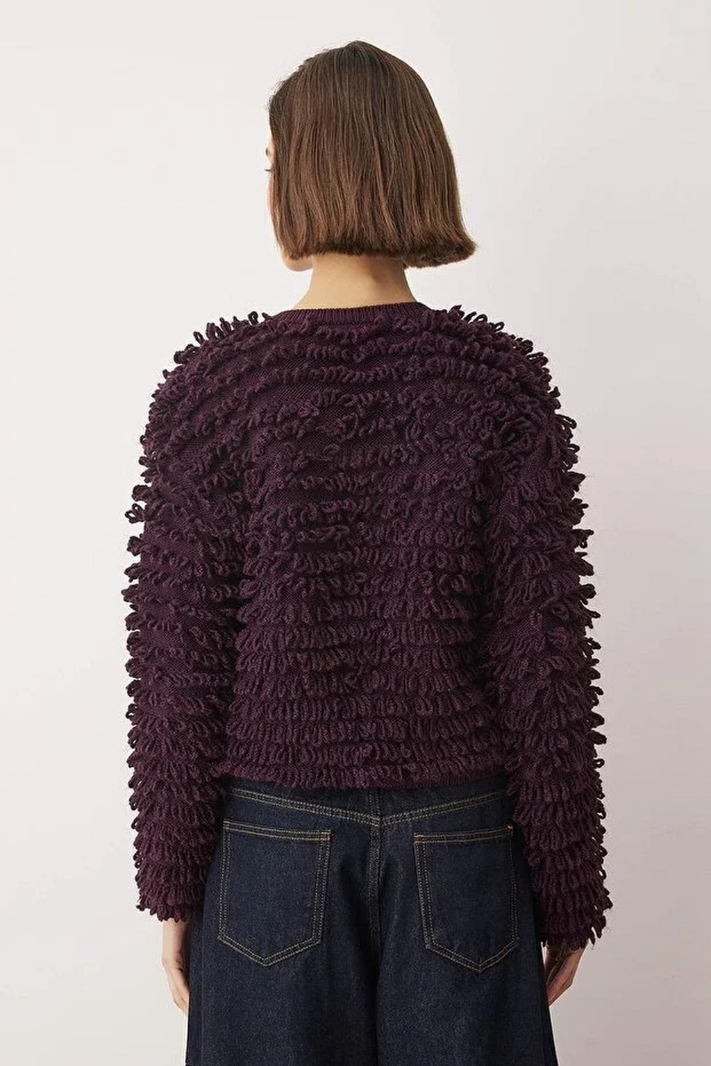 Crew Neck Textured Knit Cardigan