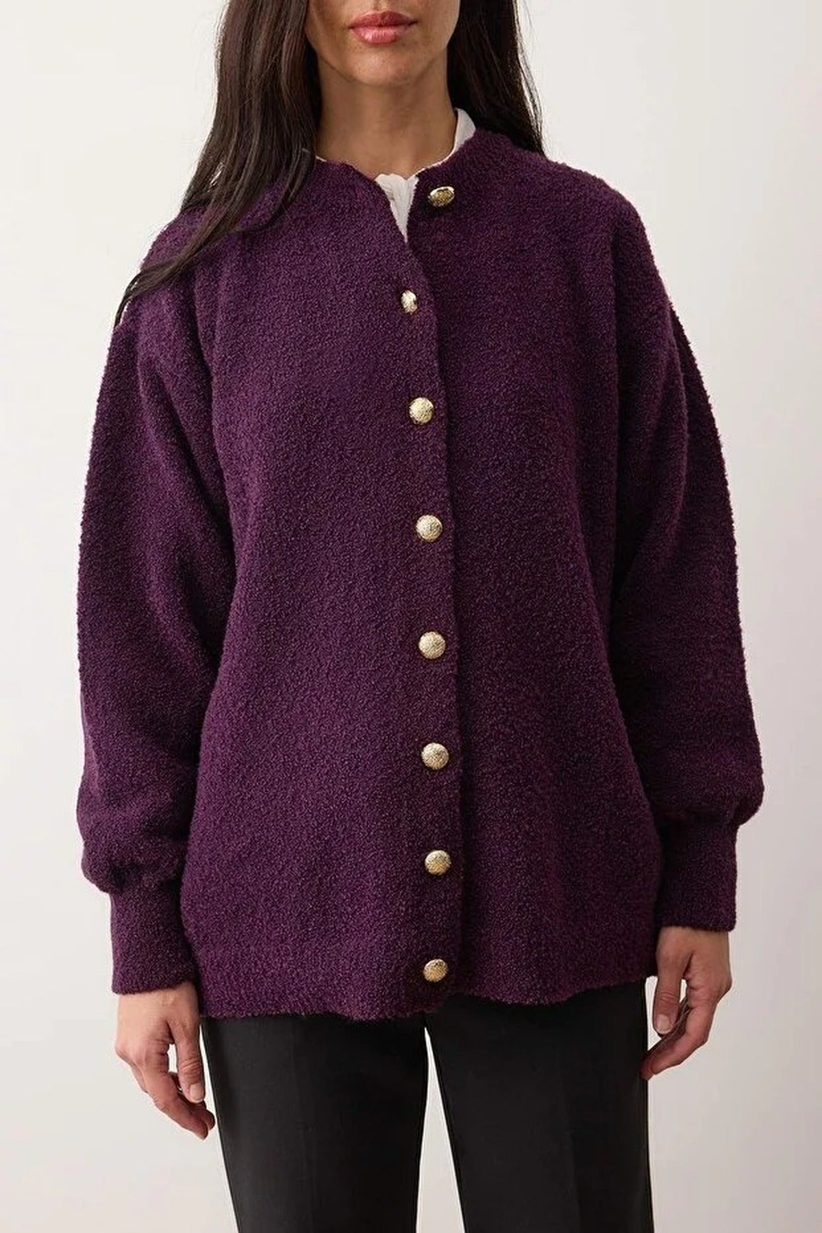 Bouclé Soft Fabric Knit Cardigan