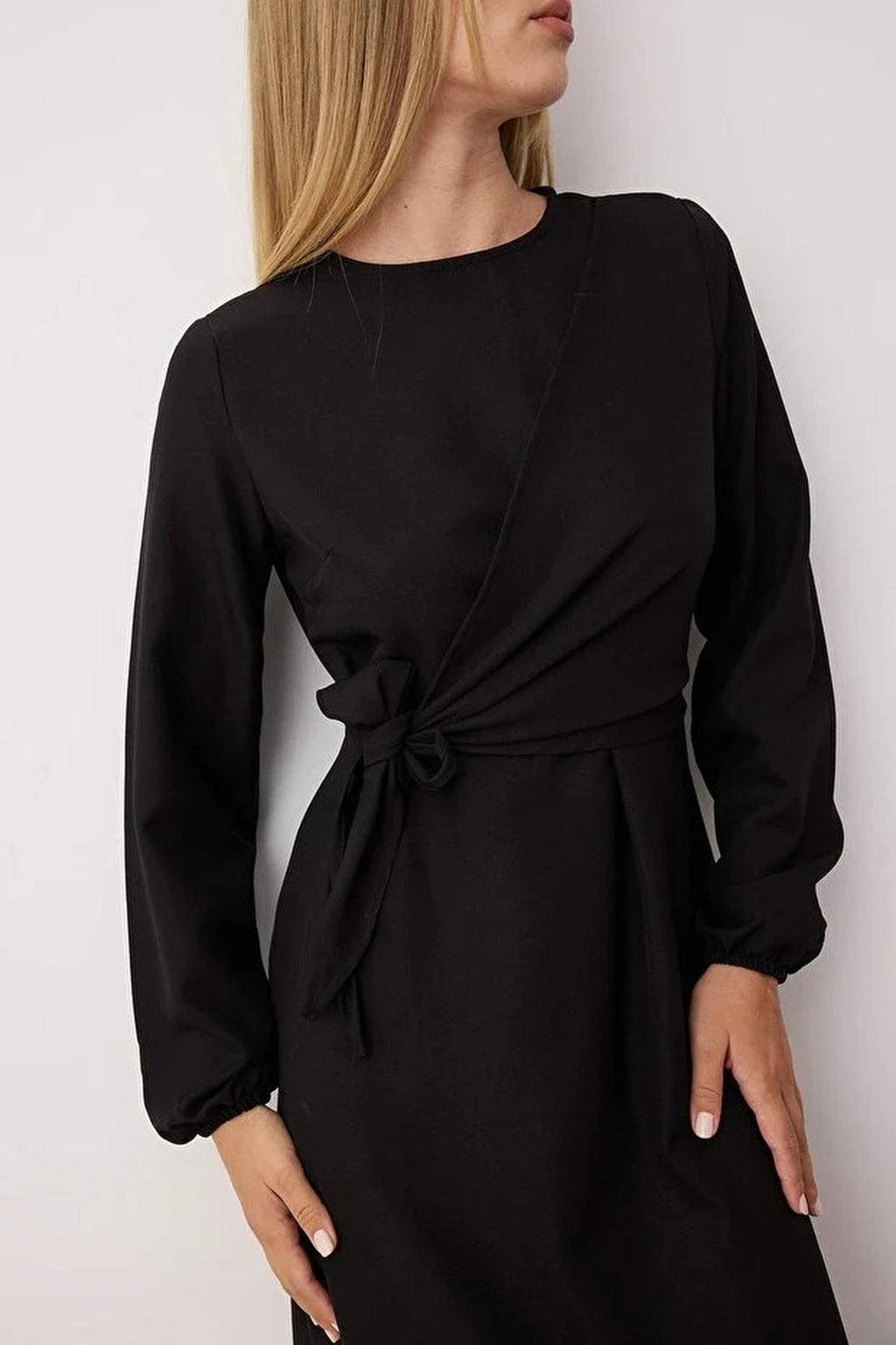 Tie Waist Long Sleeve Maxi Dress