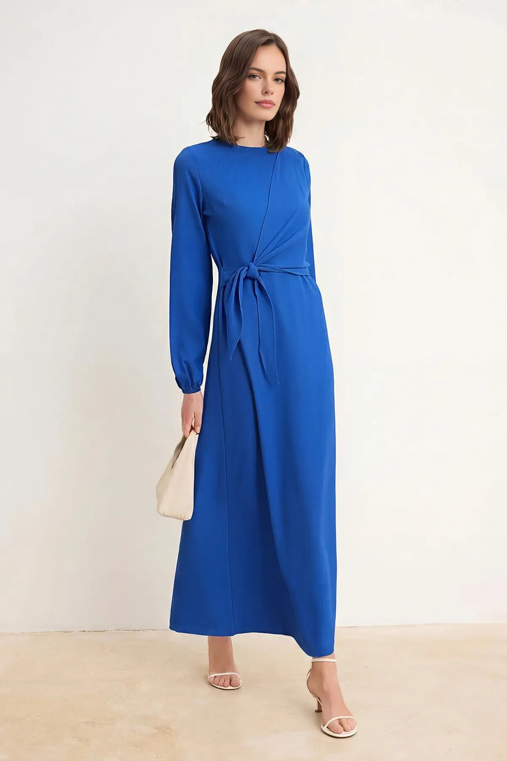 Tie Waist Long Sleeve Maxi Dress