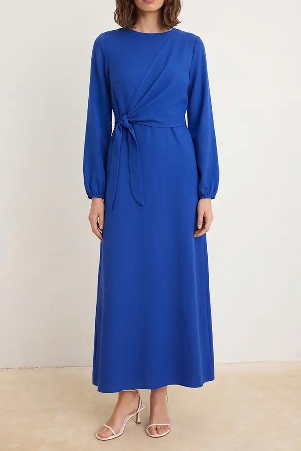 Tie Waist Long Sleeve Maxi Dress