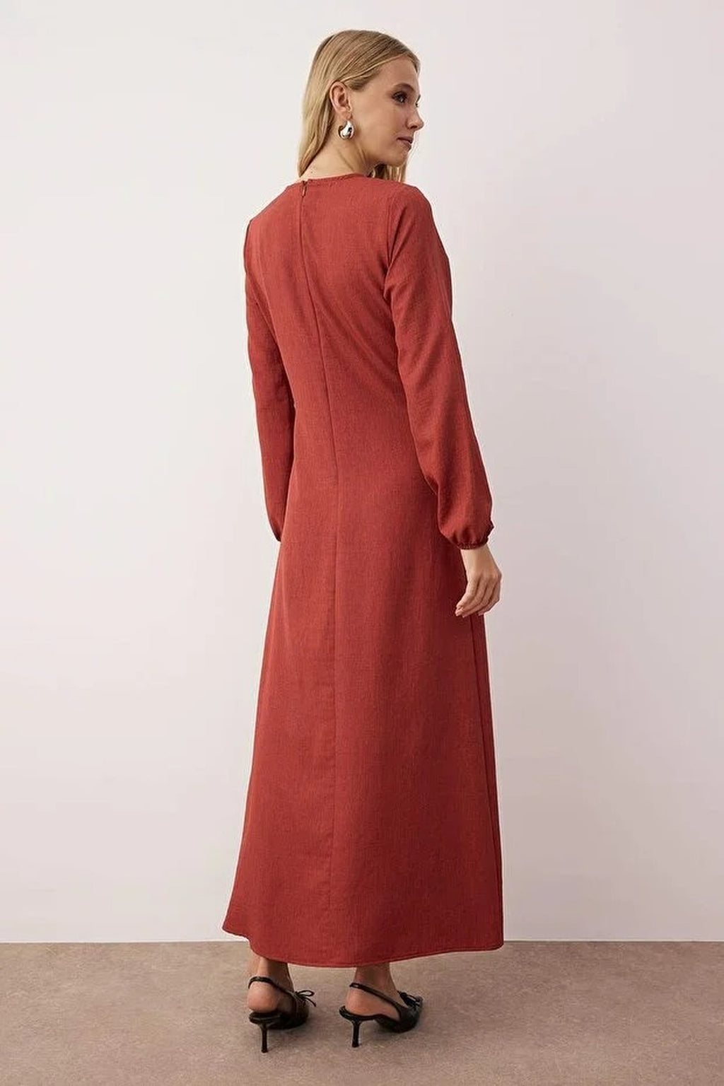 Tie Waist Long Sleeve Maxi Dress