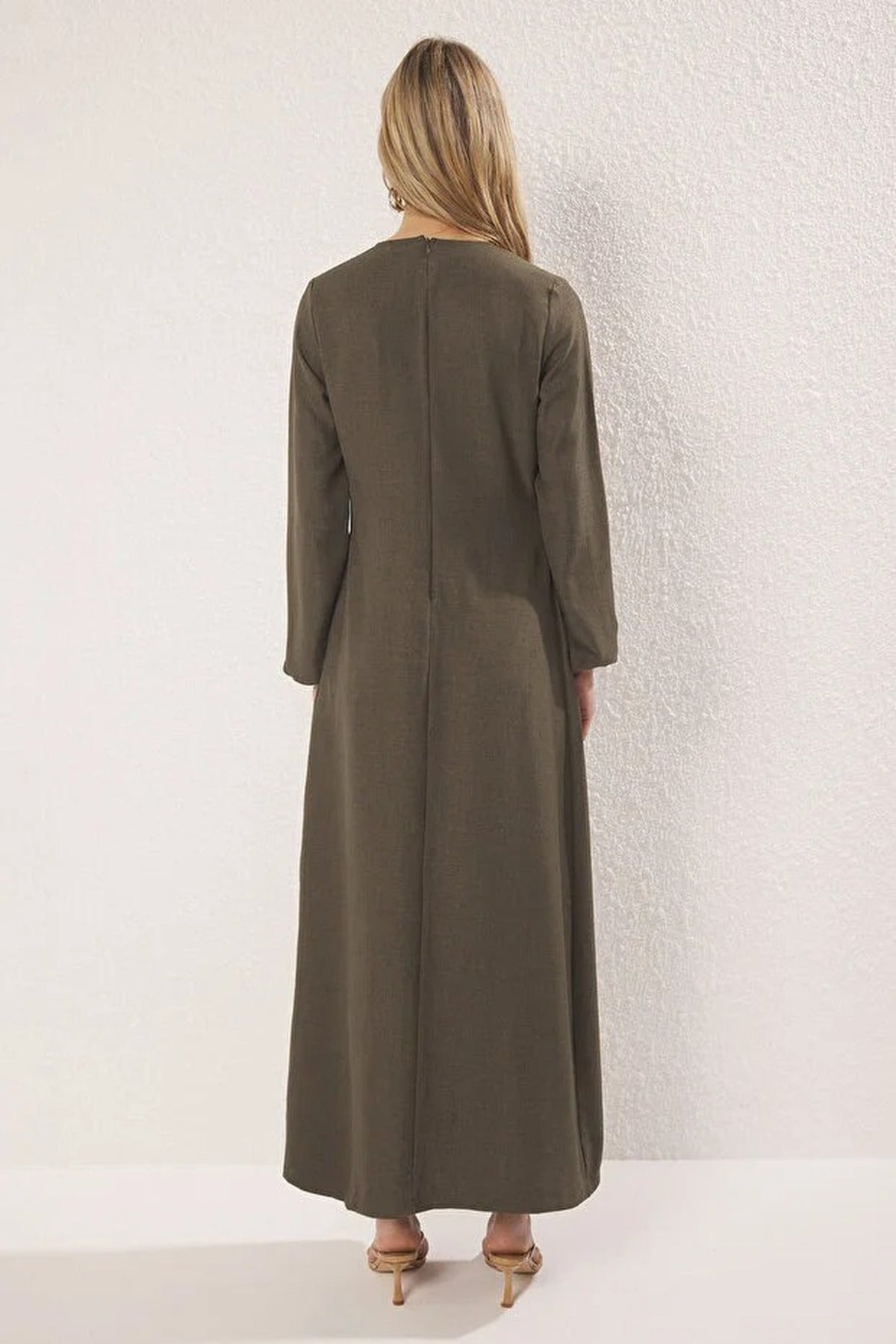 Tie Waist Long Sleeve Maxi Dress