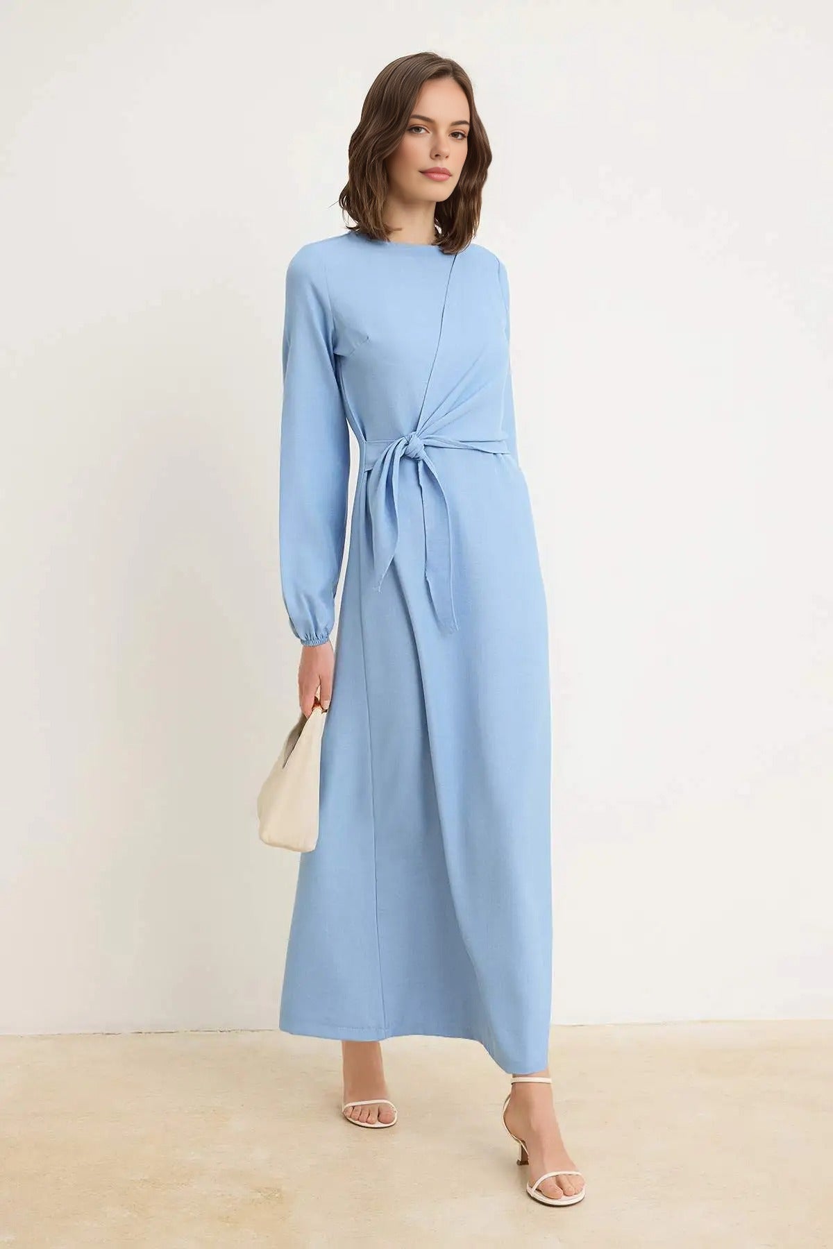 Tie Waist Long Sleeve Maxi Dress