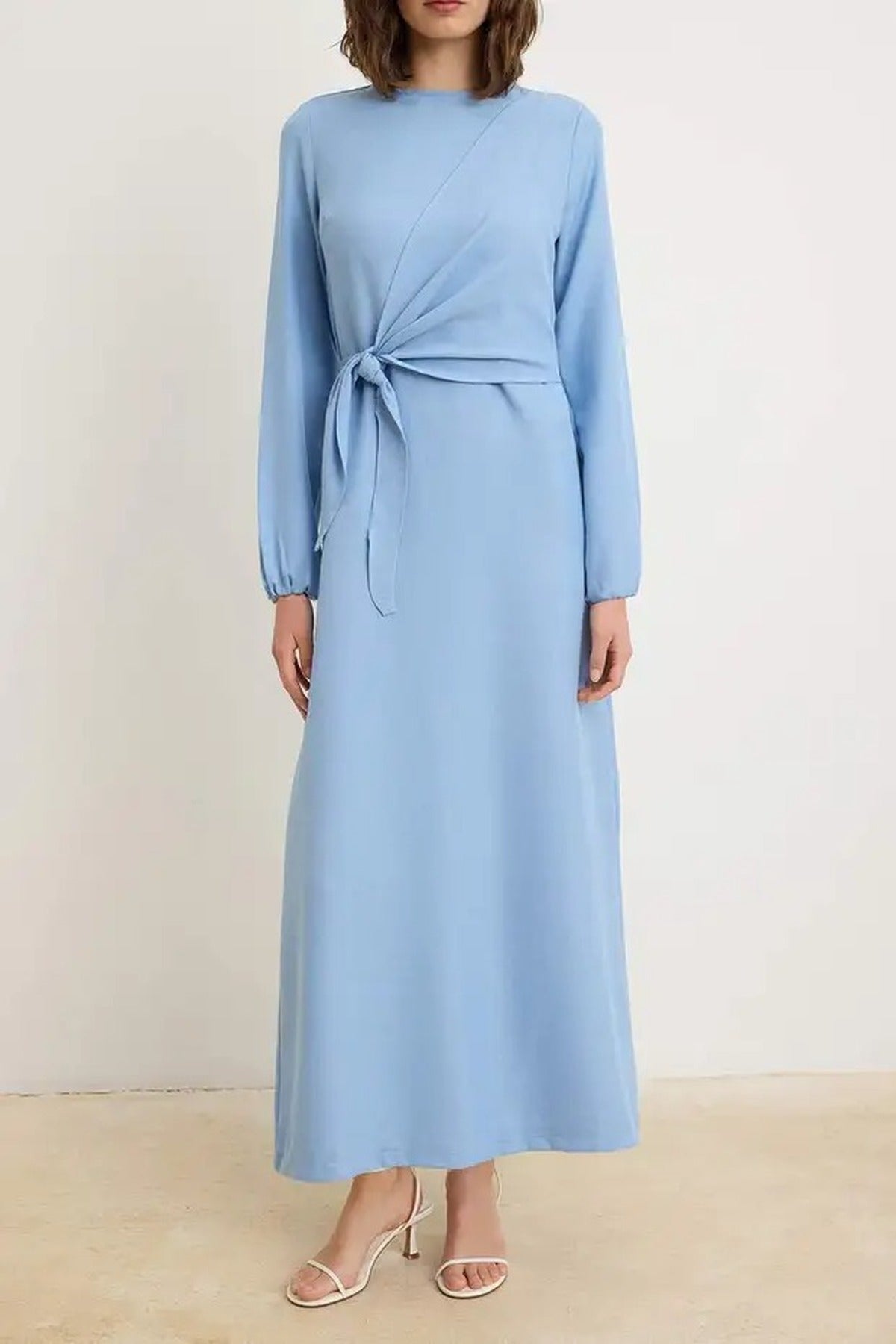 Tie Waist Long Sleeve Maxi Dress