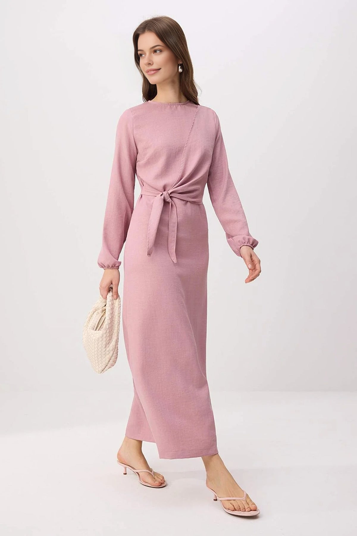 Tie Waist Long Sleeve Maxi Dress