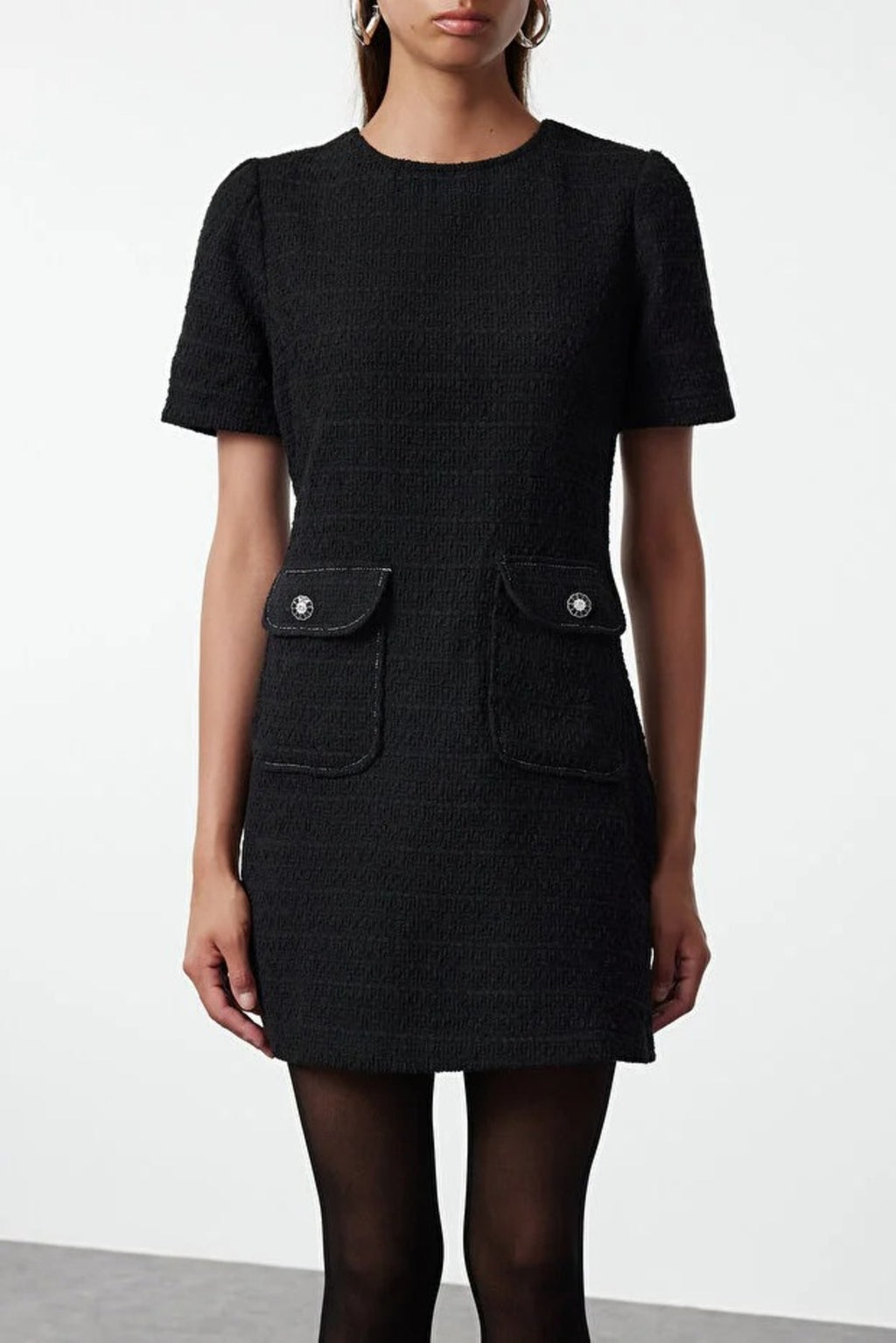 A-Line Pocket Detailed Mini Woven Dress