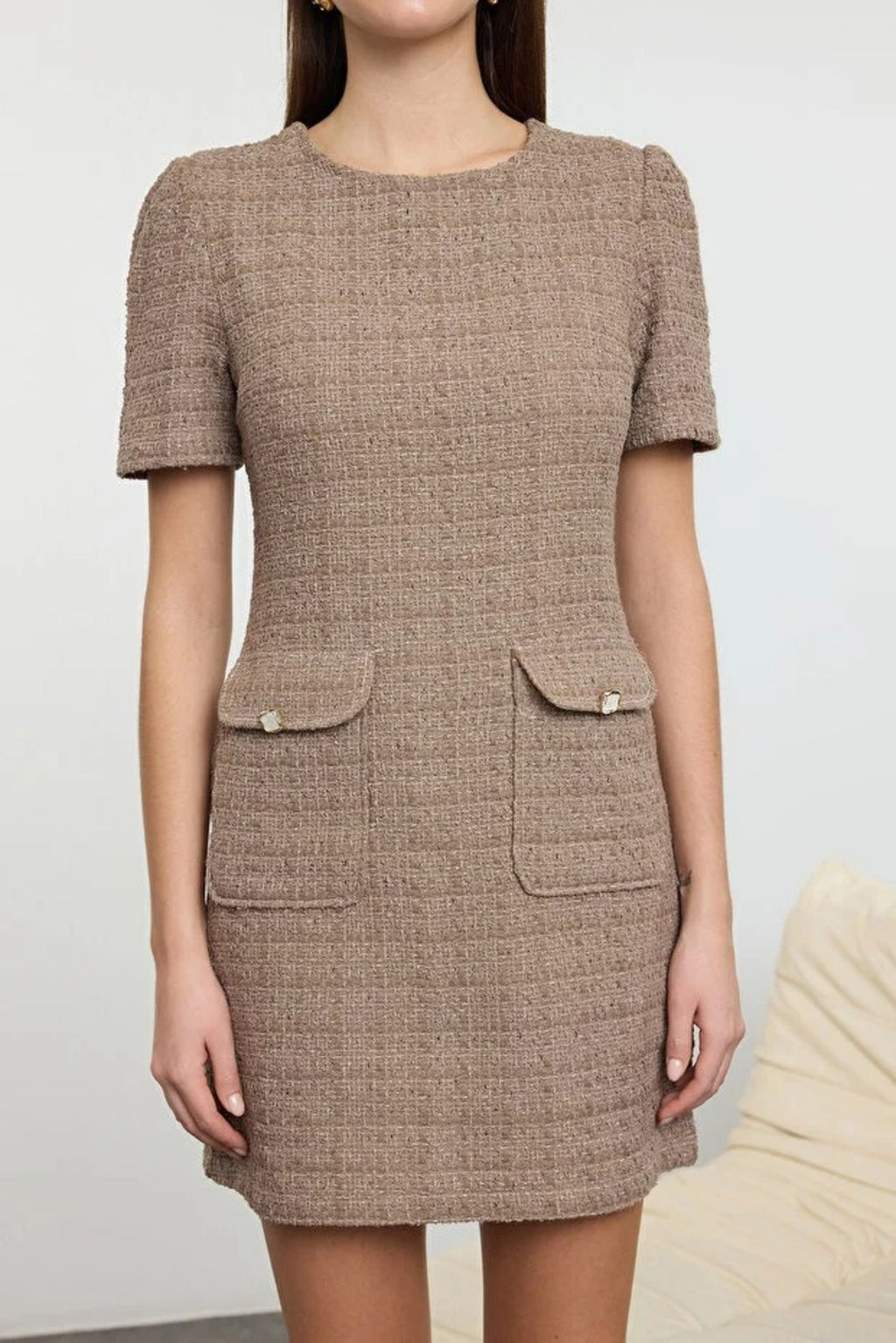 A-Line Pocket Detailed Mini Woven Dress