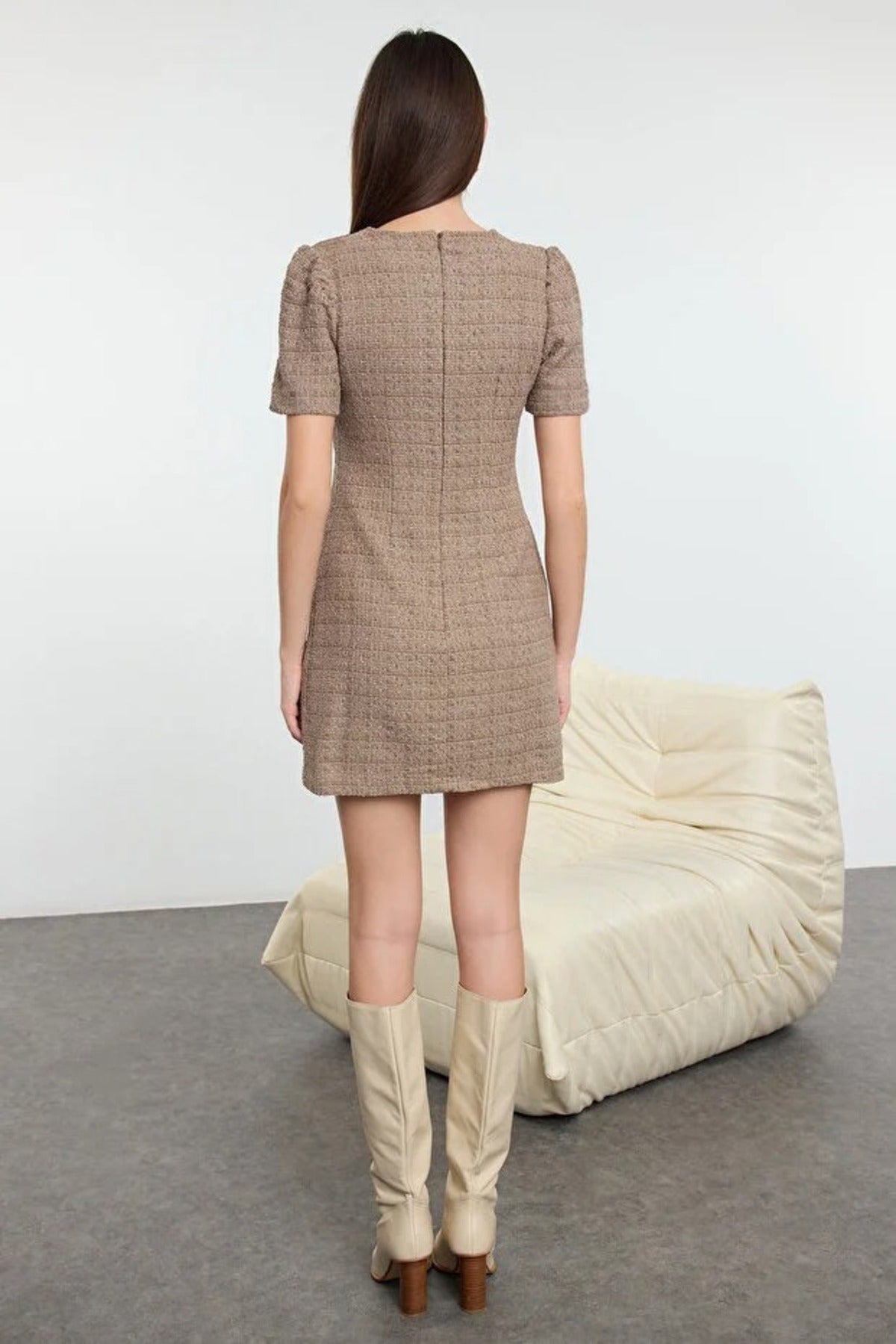 A-Line Pocket Detailed Mini Woven Dress