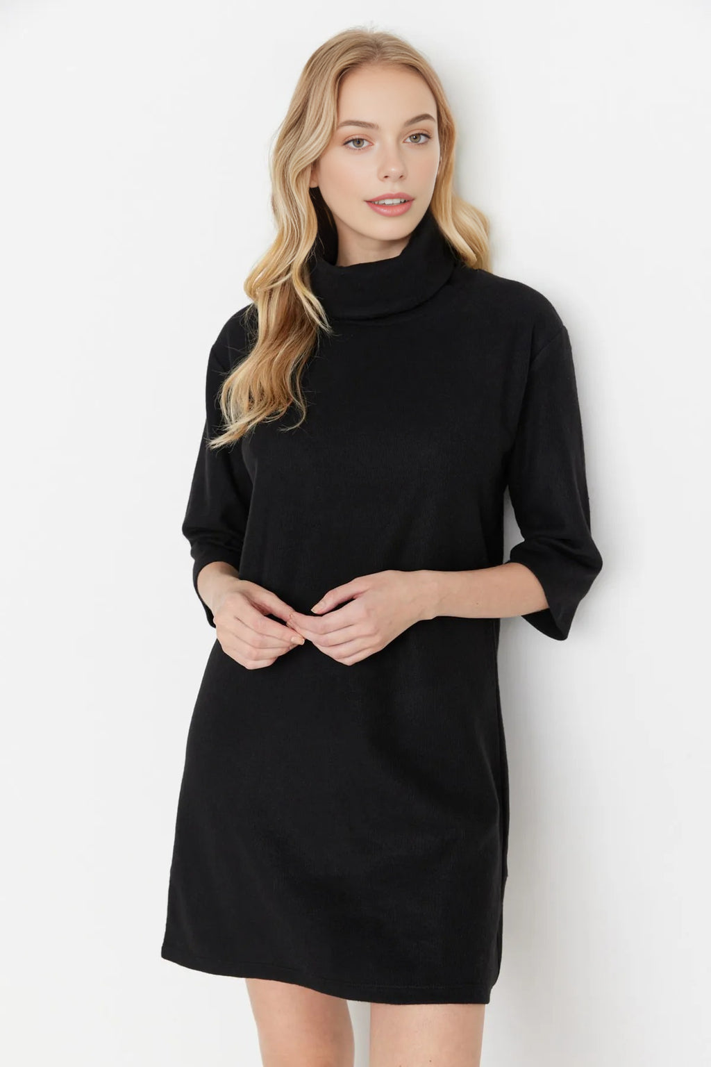 Turtleneck Long Sleeve Knit Mini Dress