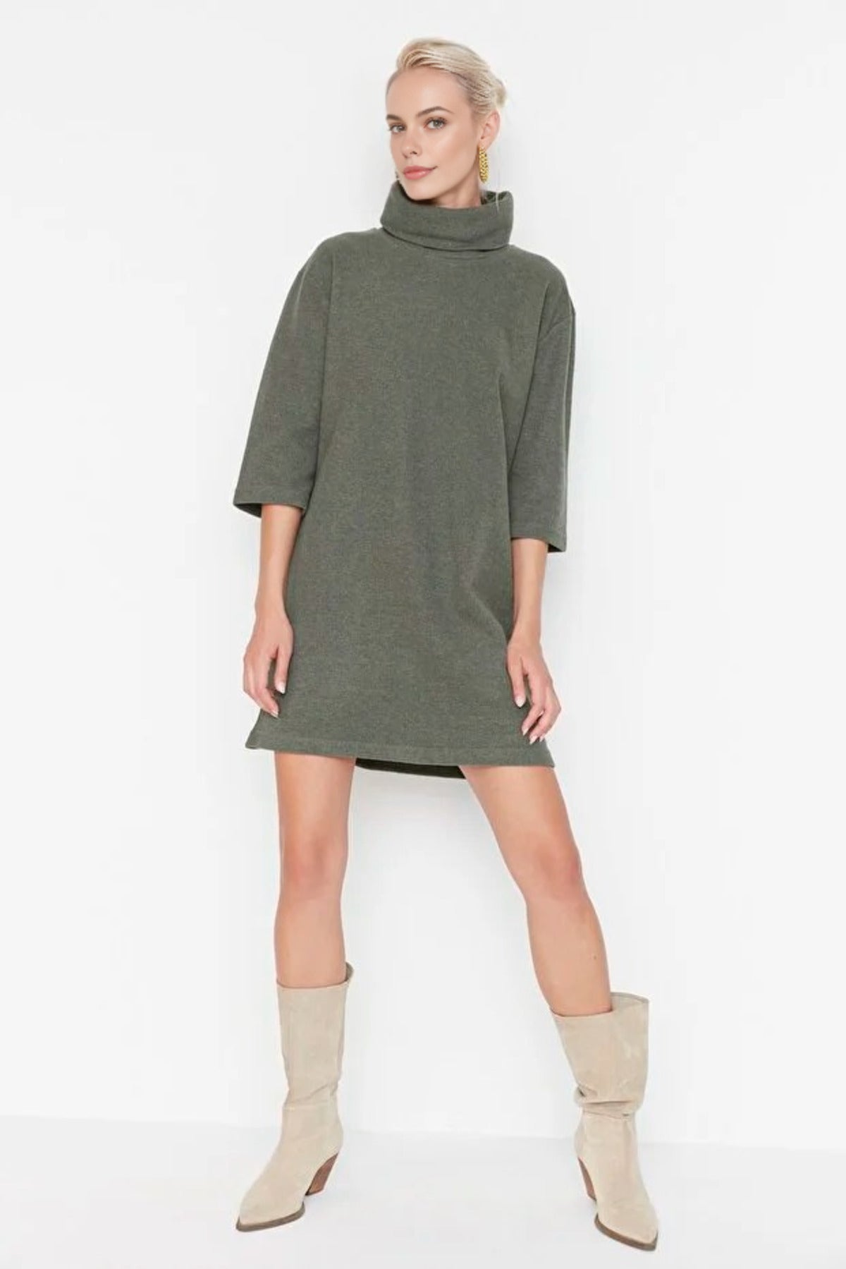 Turtleneck Long Sleeve Knit Mini Dress