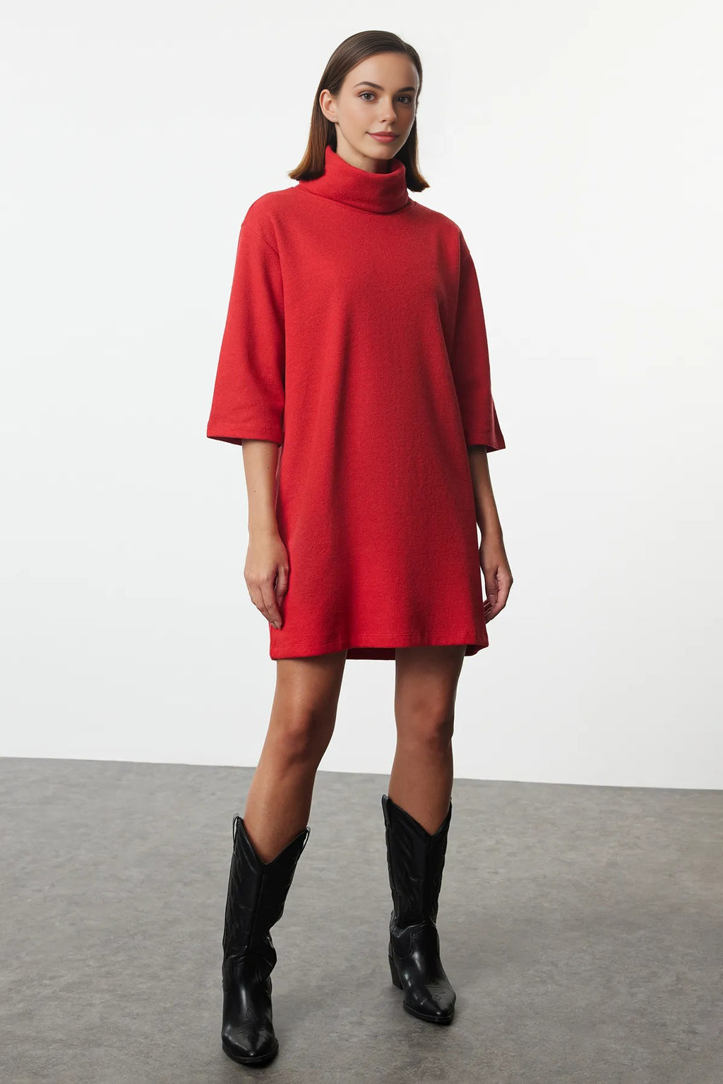 Turtleneck Long Sleeve Knit Mini Dress