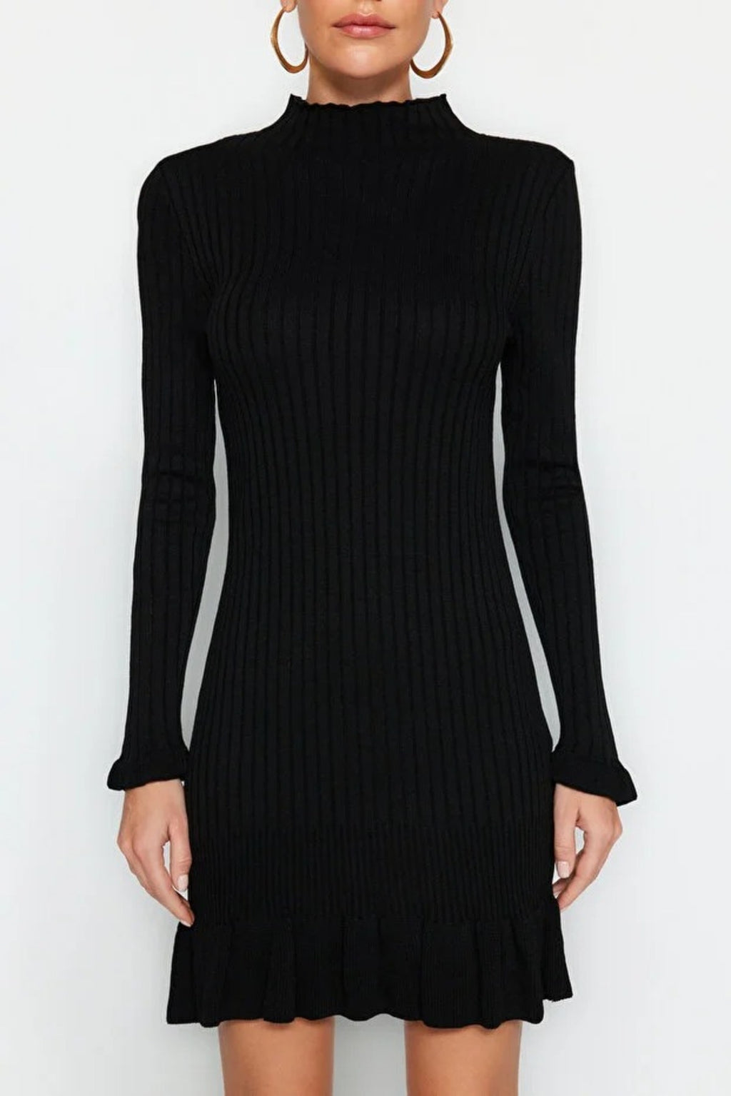 Mini Flounce Detailed Knit Dress