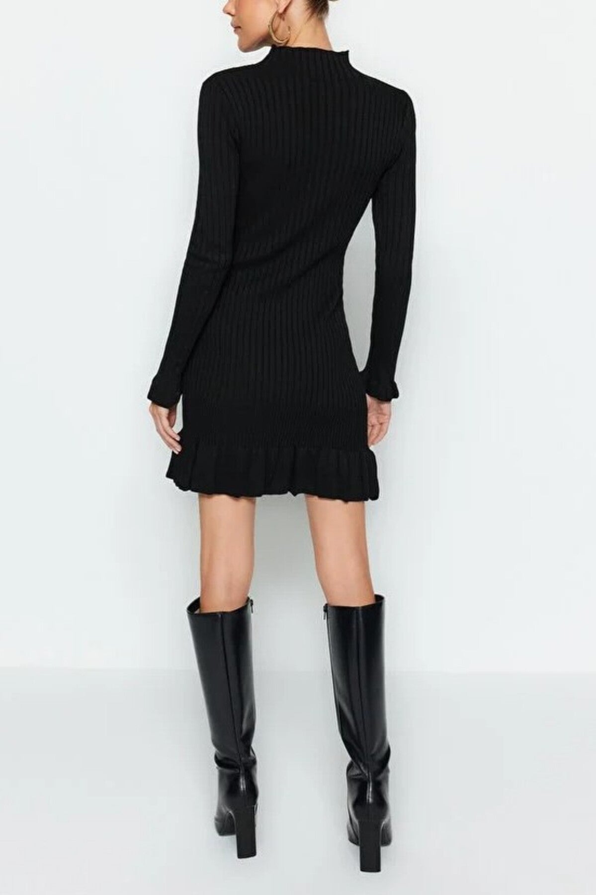 Mini Flounce Detailed Knit Dress
