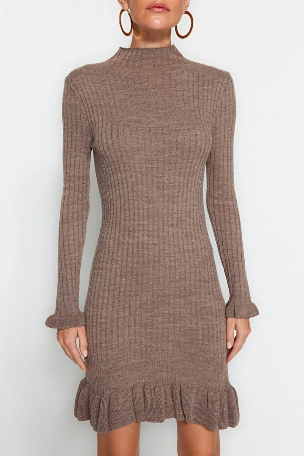 Mini Flounce Detailed Knit Dress
