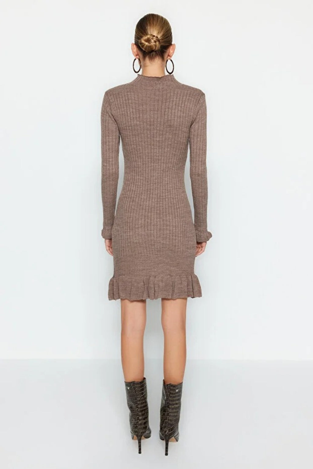 Mini Flounce Detailed Knit Dress