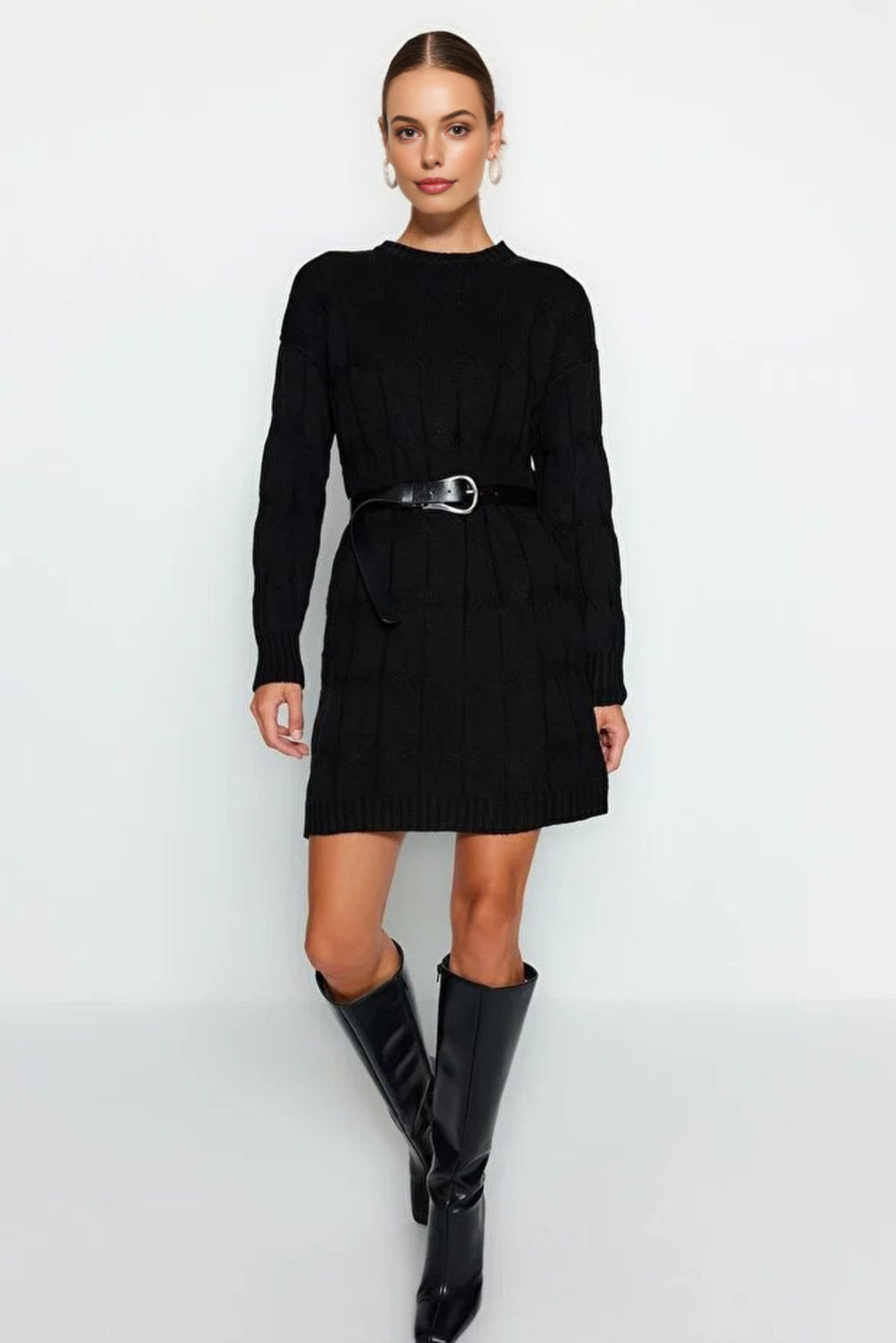 Mini Crew Neck Knit Dress