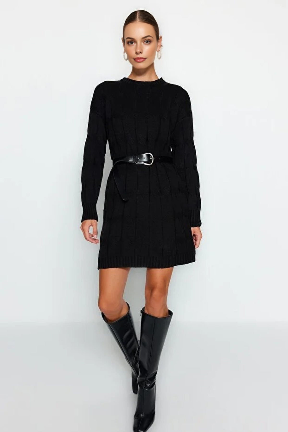 Mini Crew Neck Knit Dress