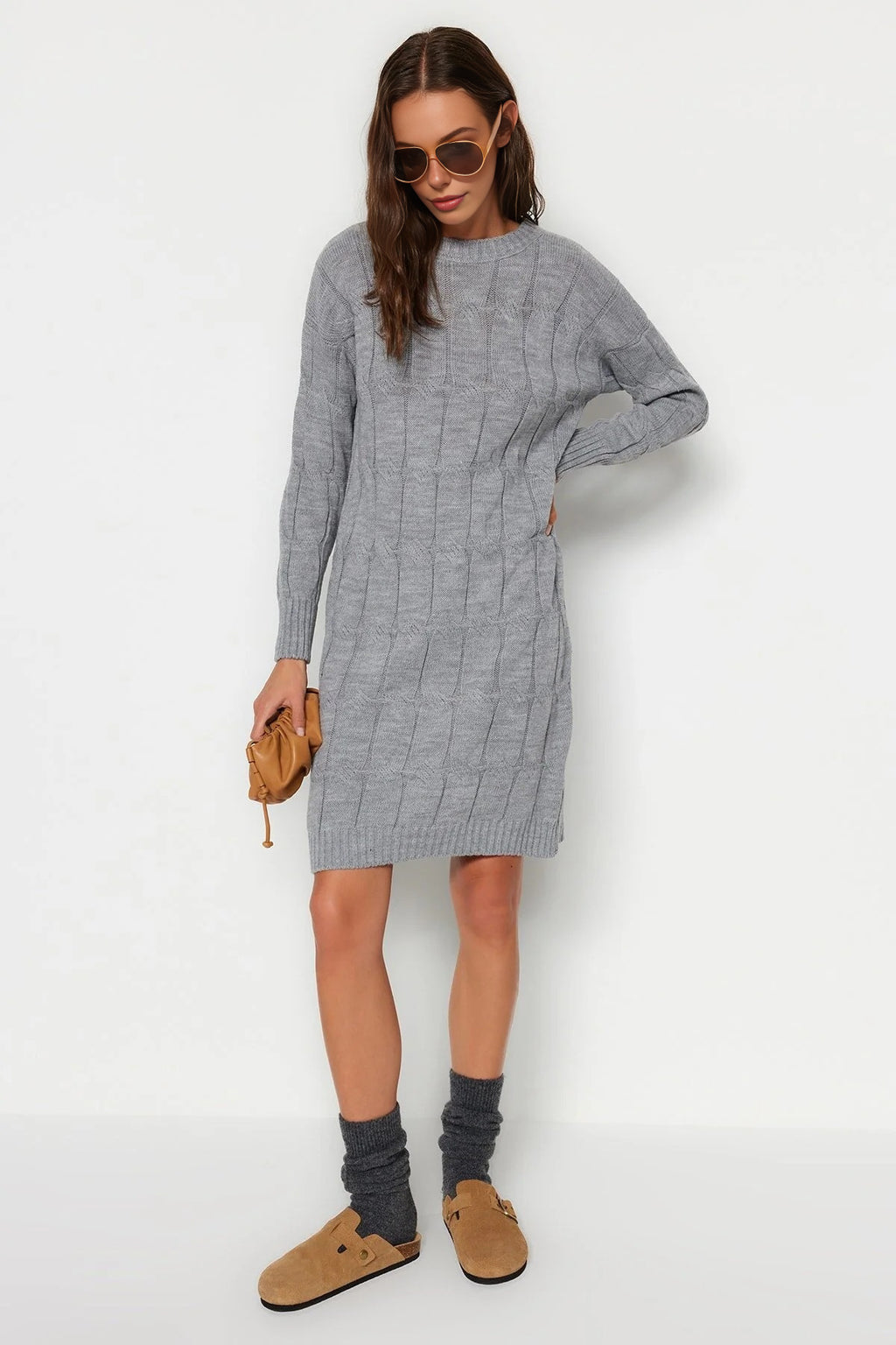 Mini Crew Neck Knit Dress