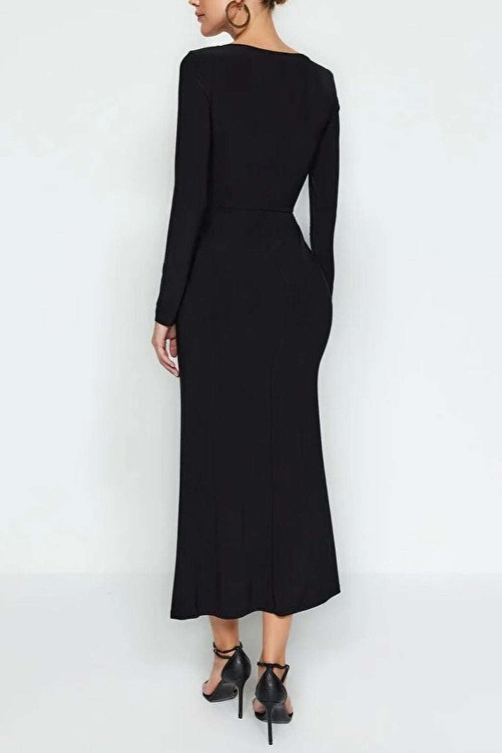 Flounced Square Neck Maxi Knit Dress