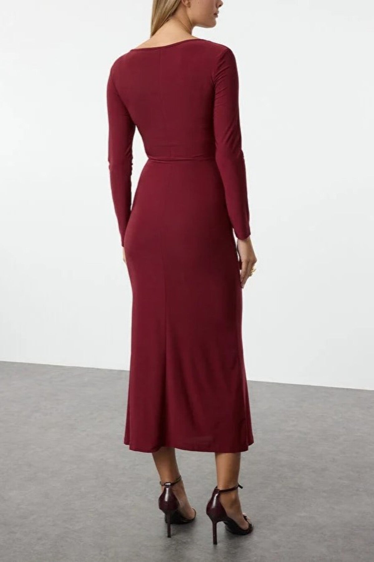 Flounced Square Neck Maxi Knit Dress