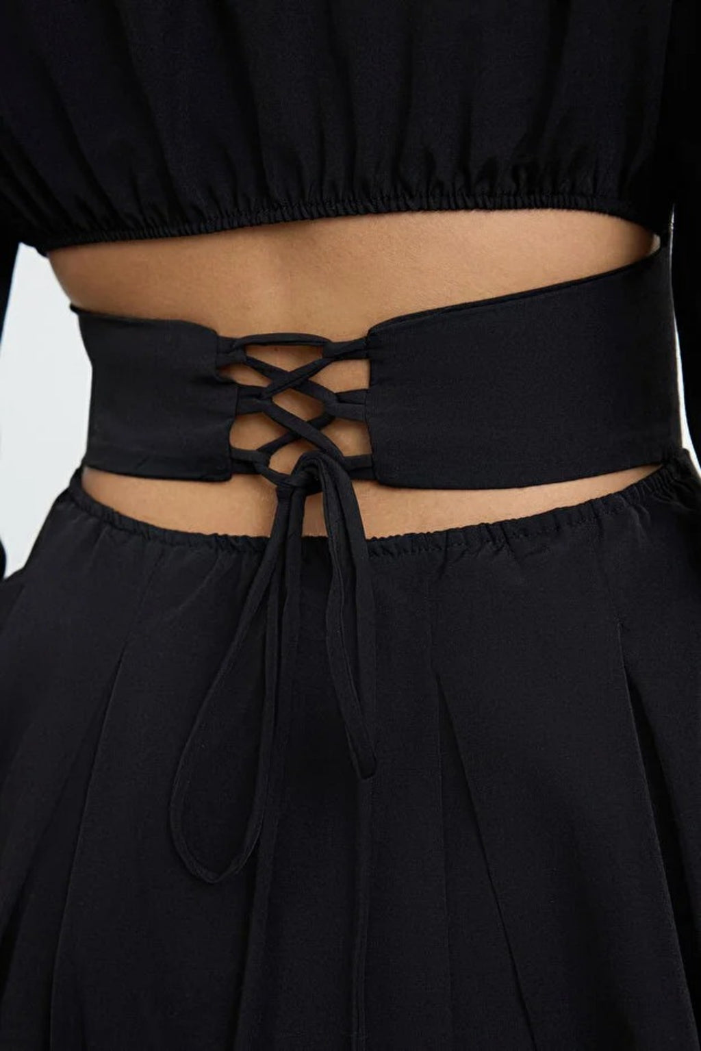 Mini Poplin Evening Dress with Corset Detail