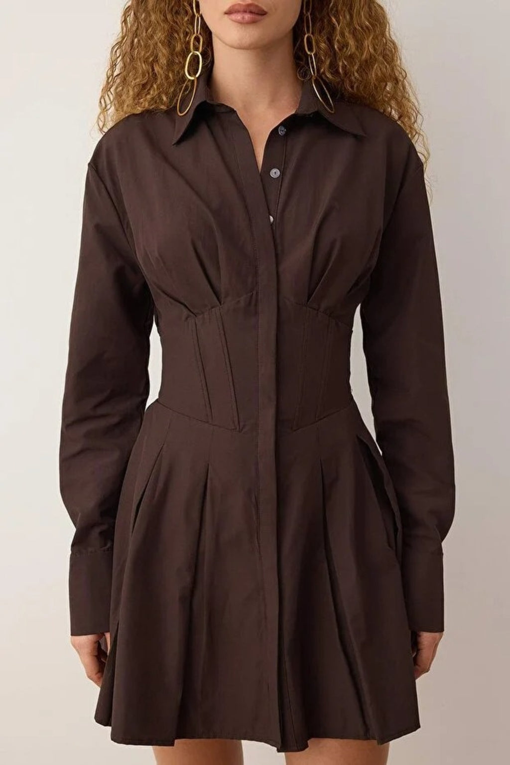 Mini Poplin Evening Dress with Corset Detail