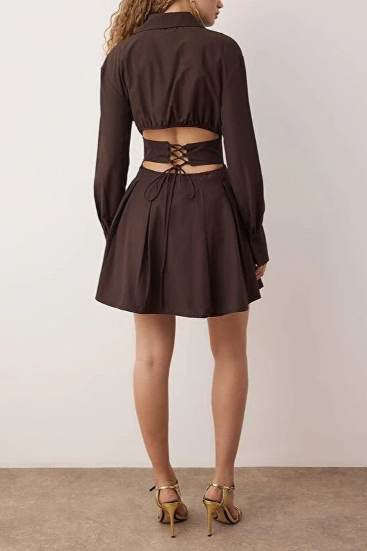 Mini Poplin Evening Dress with Corset Detail