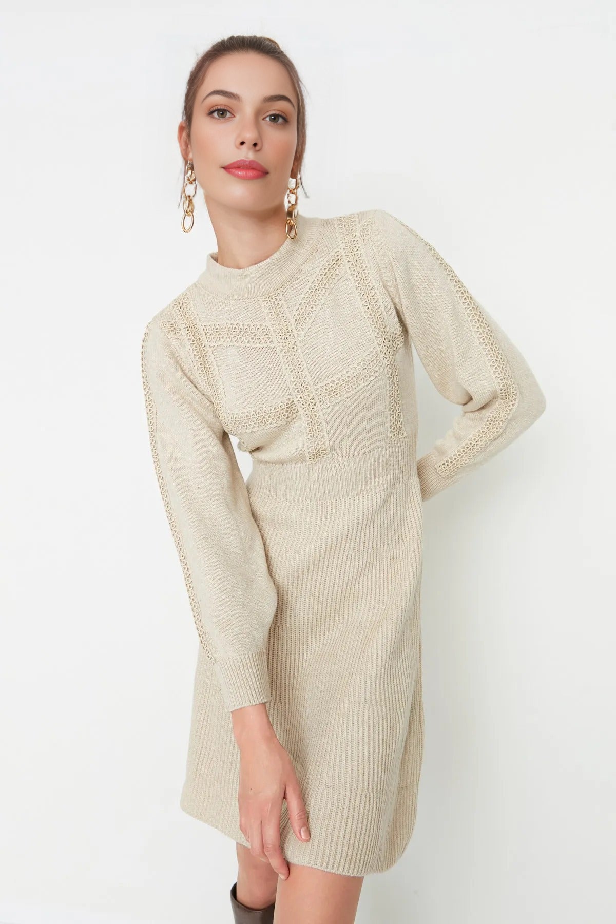 Mini Knit Lace Dress