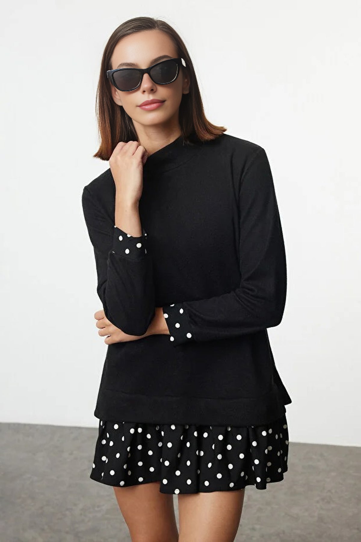 Mini Selanik Stand Collar Knit Dress