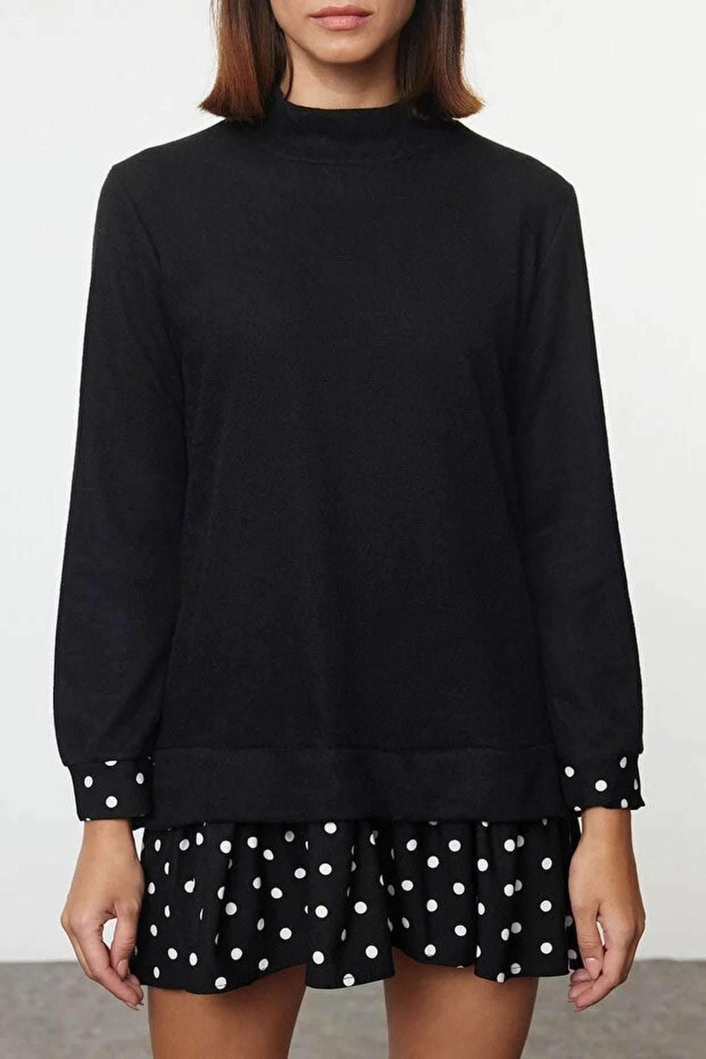 Mini Selanik Stand Collar Knit Dress