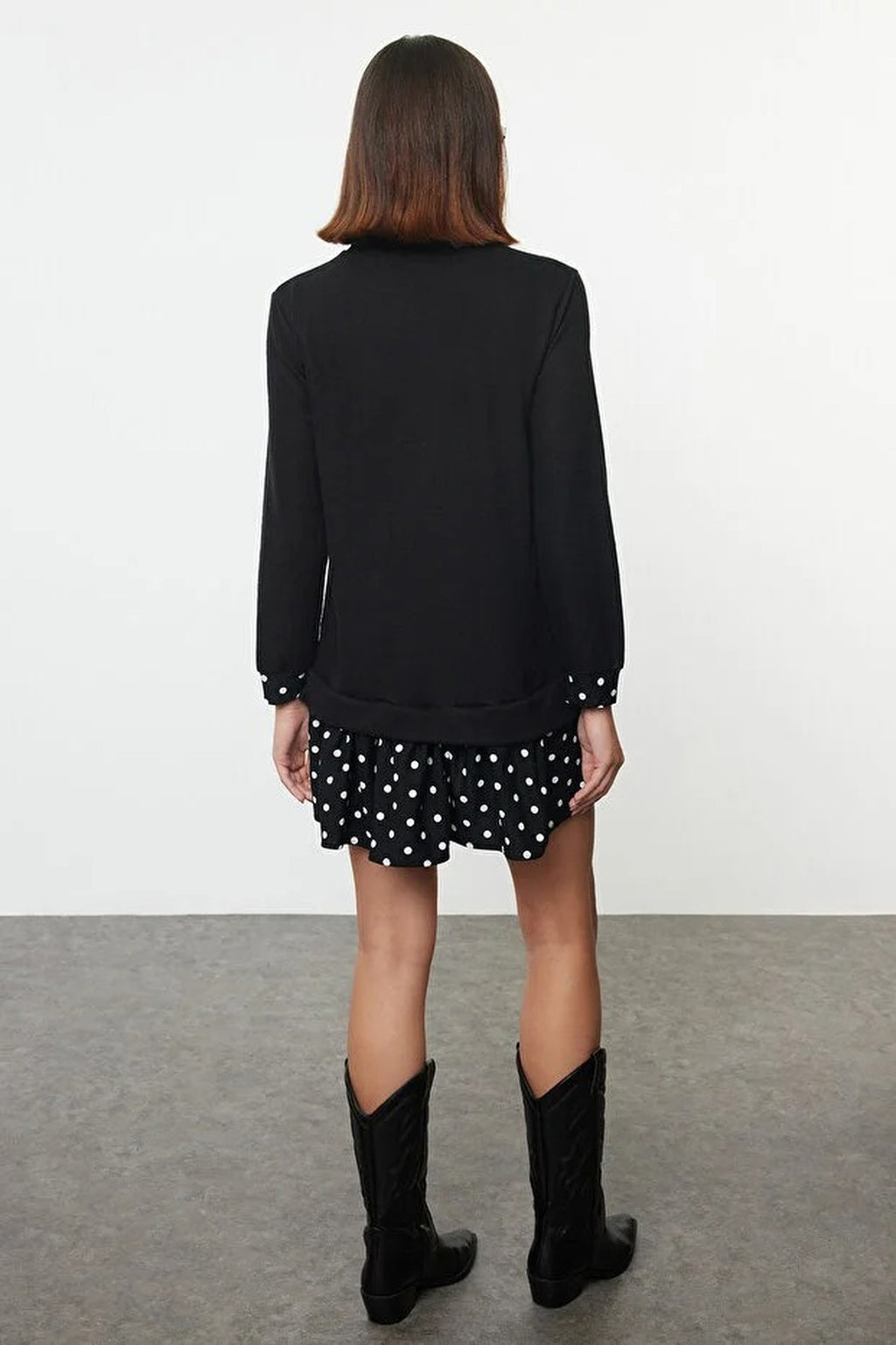 Mini Selanik Stand Collar Knit Dress