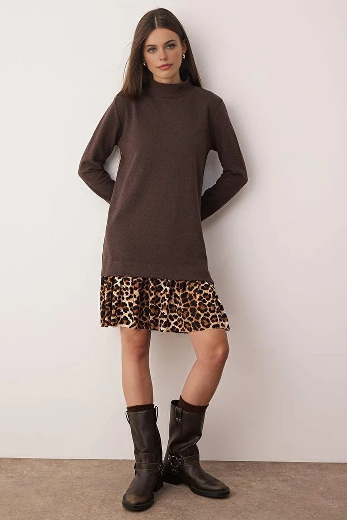 Mini Selanik Stand Collar Knit Dress