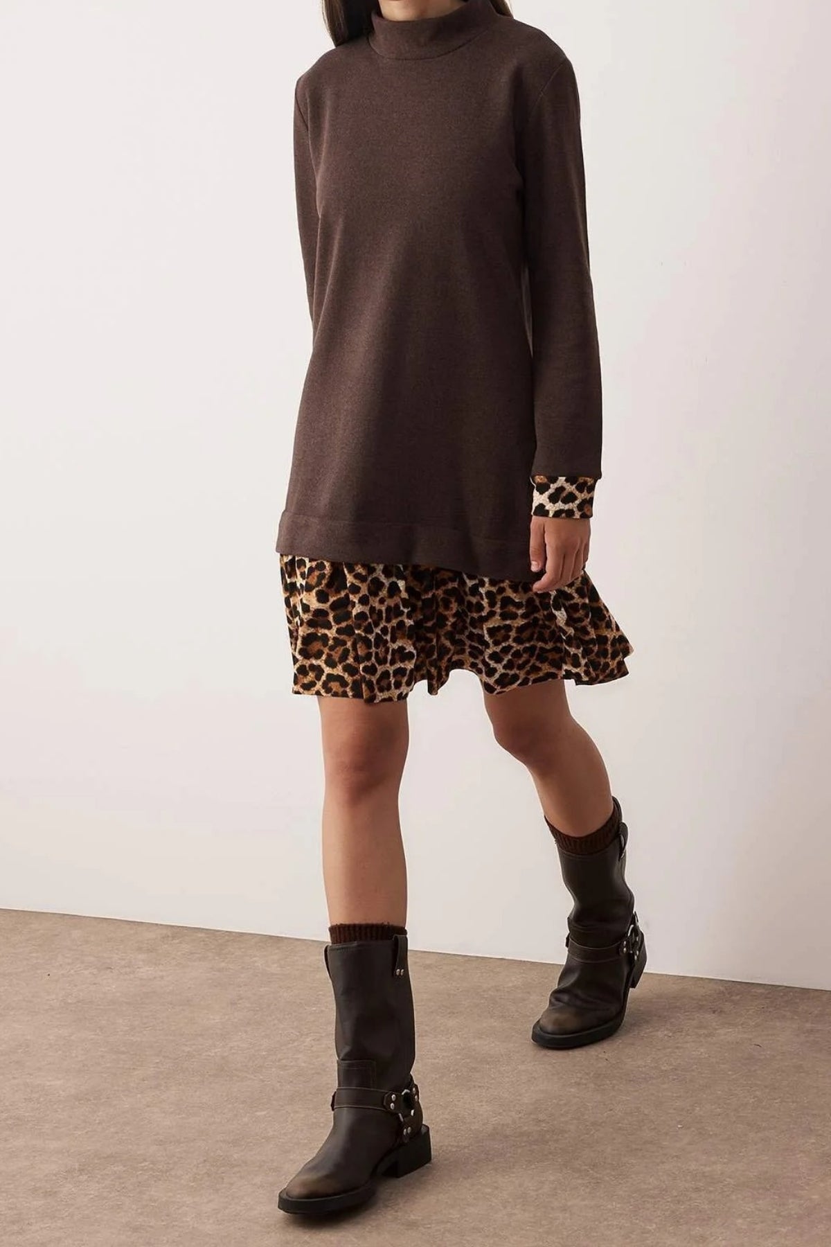 Mini Selanik Stand Collar Knit Dress