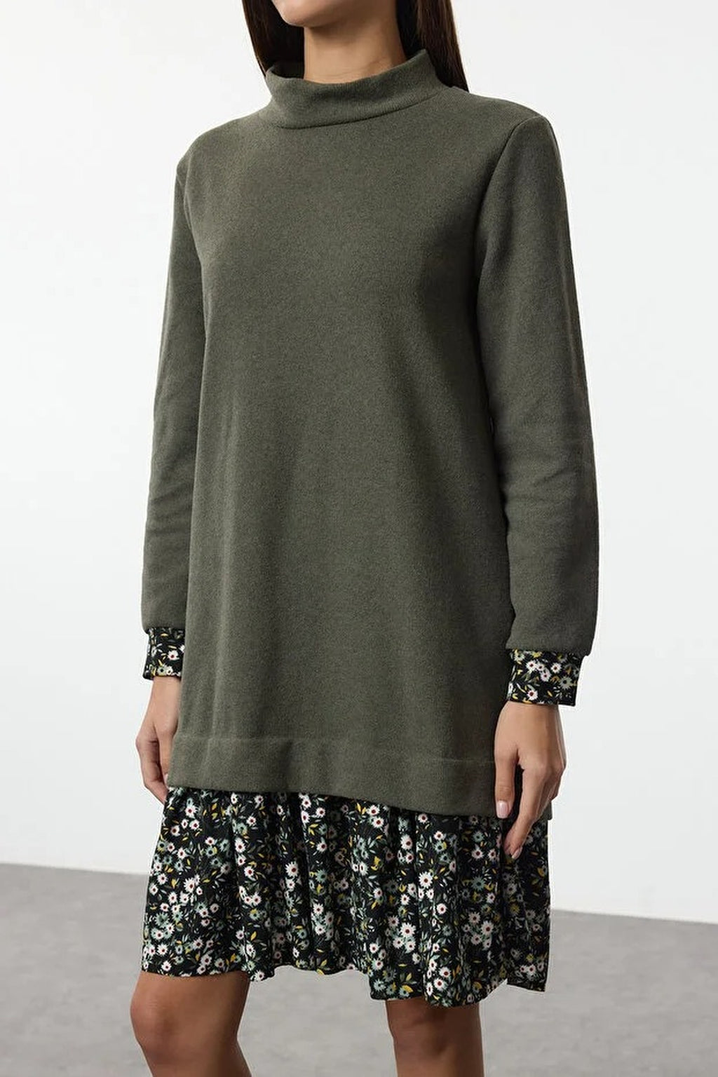 Mini Selanik Stand Collar Knit Dress