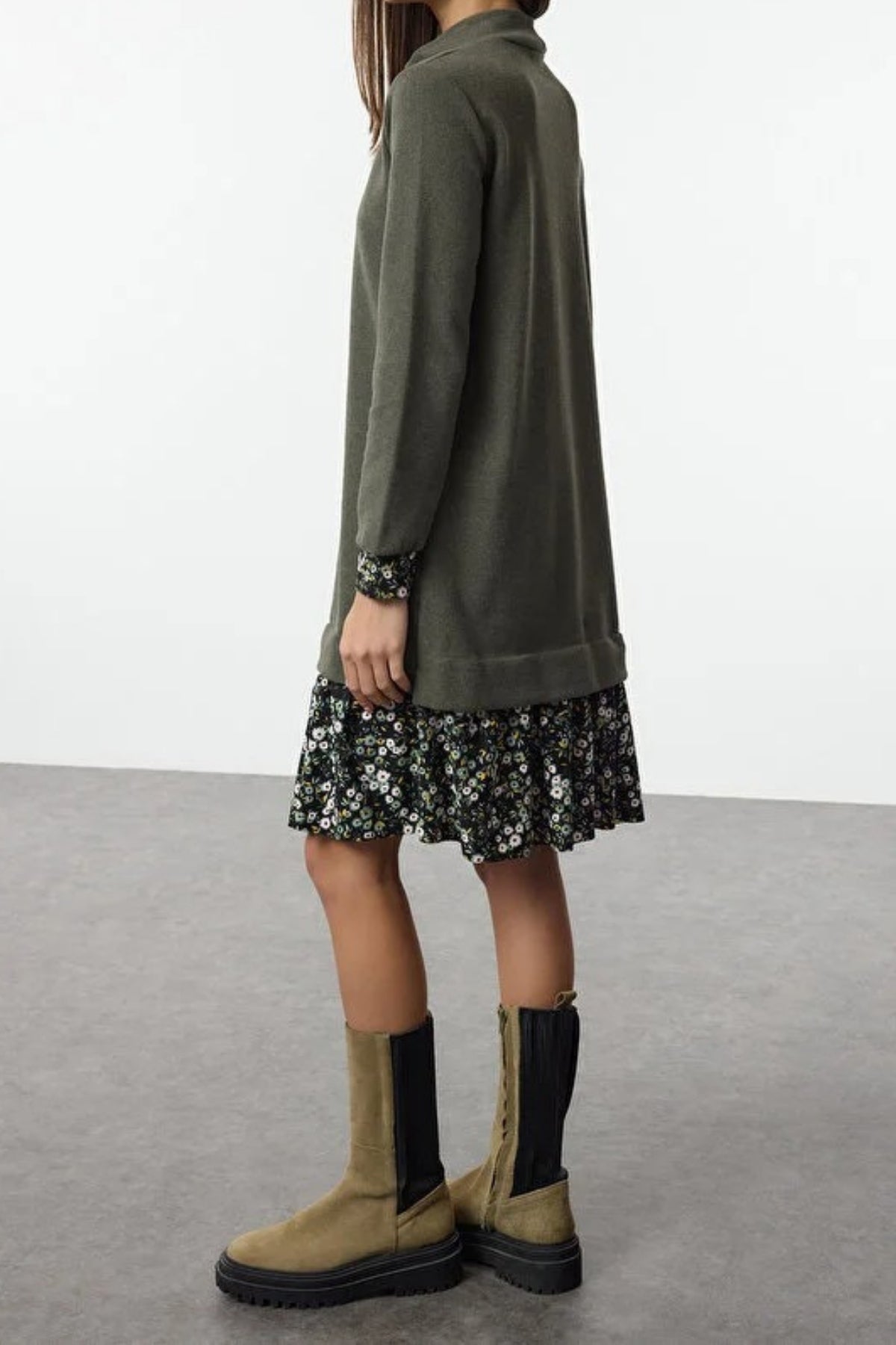 Mini Selanik Stand Collar Knit Dress