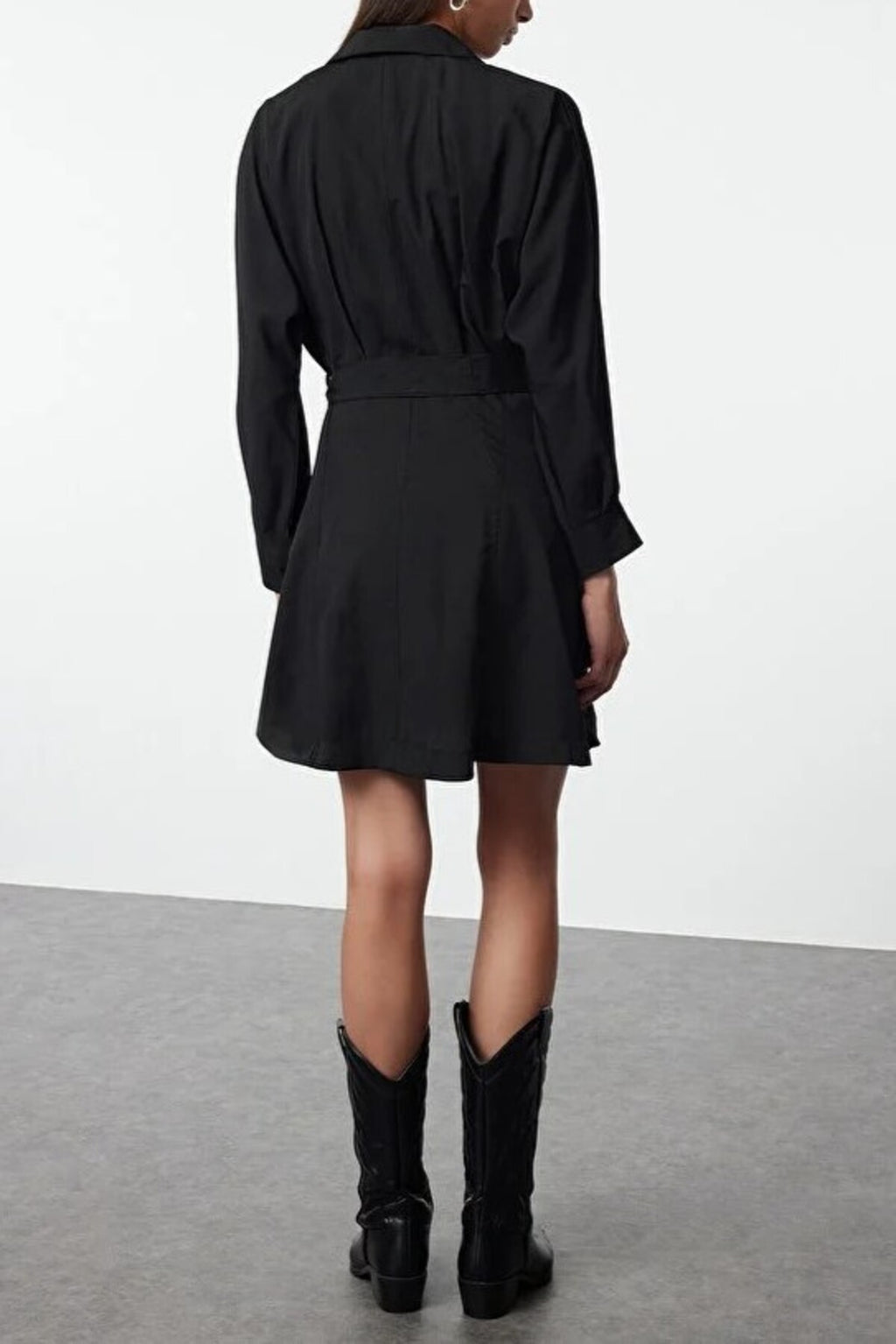 Mini Woven Shirt Dress with Belt Detail